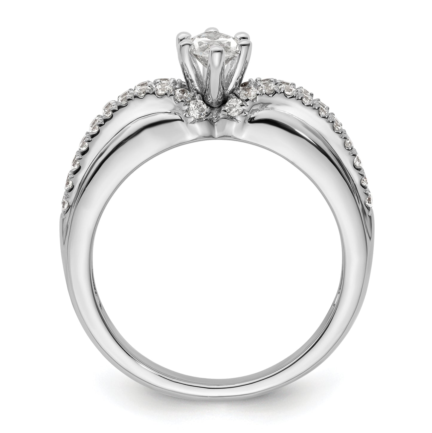 14K White Gold Peg Set 3/8 carat Diamond Semi-mount Engagement Ring, 2.6 to 4.9 mm (tapered)