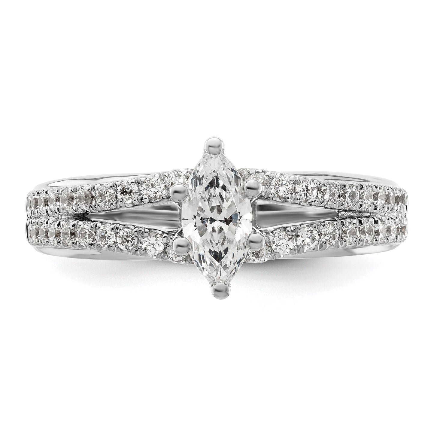 14K White Gold Peg Set 3/8 carat Diamond Semi-mount Engagement Ring, 2.6 to 4.9 mm (tapered)