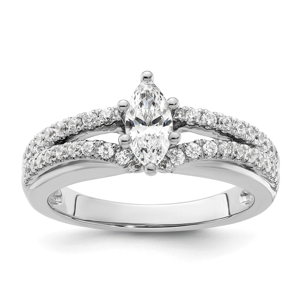 14K White Gold Peg Set 3/8 carat Diamond Semi-mount Engagement Ring, 2.6 to 4.9 mm (tapered)