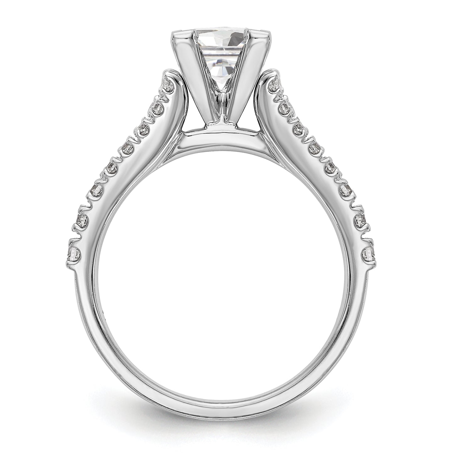 14K White Gold Peg Set 1/2 carat Diamond Semi-mount Engagement Ring, 1.8 to 1.6 mm (tapered)