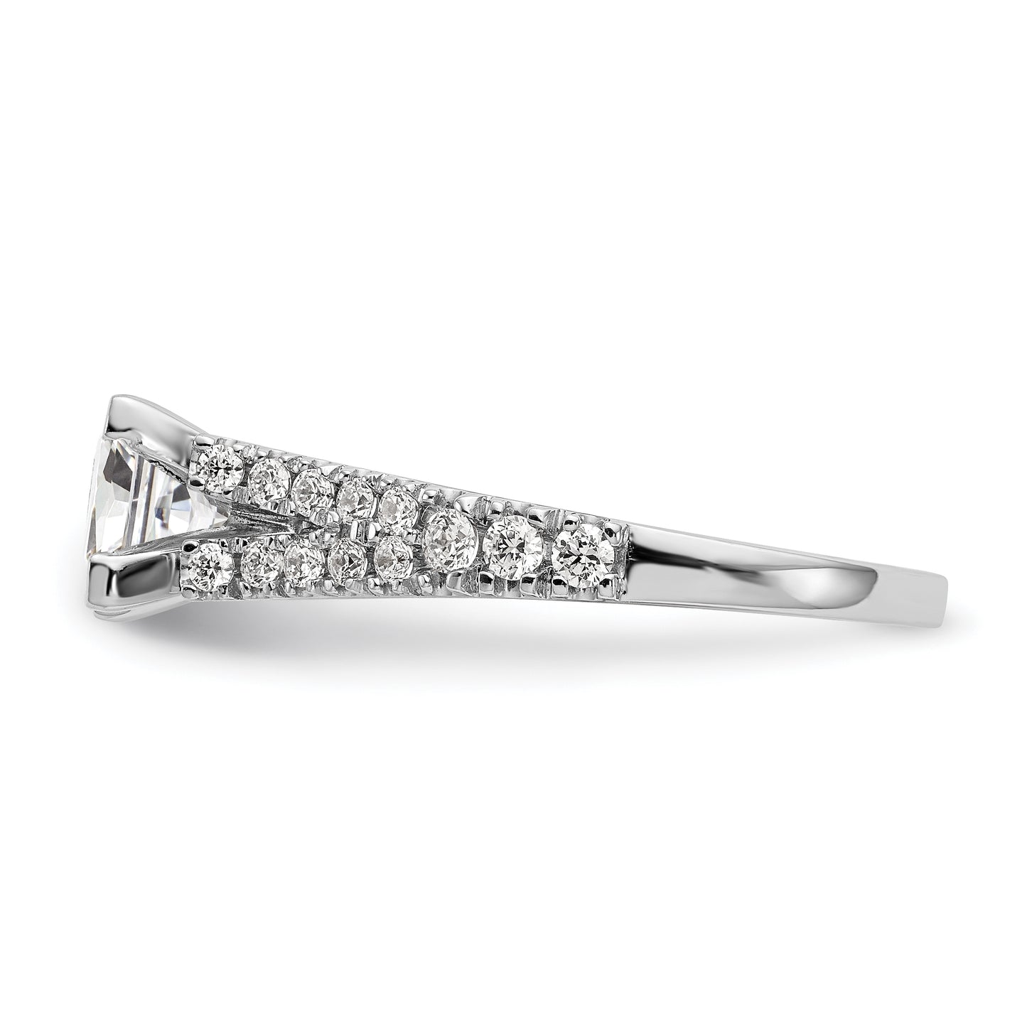 14K White Gold Peg Set 1/2 carat Diamond Semi-mount Engagement Ring, 1.8 to 1.6 mm (tapered)