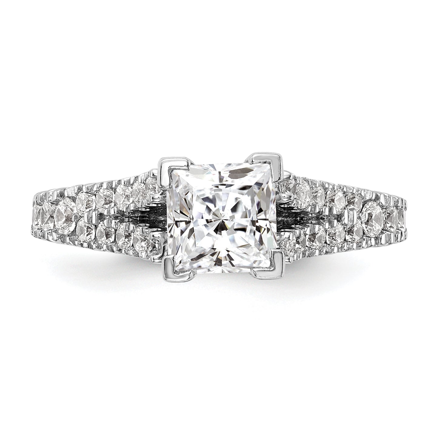 14K White Gold Peg Set 1/2 carat Diamond Semi-mount Engagement Ring, 1.8 to 1.6 mm (tapered)