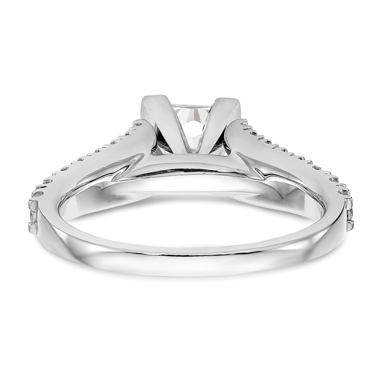 14K White Gold Peg Set 1/2 carat Diamond Semi-mount Engagement Ring, 1.8 to 1.6 mm (tapered)