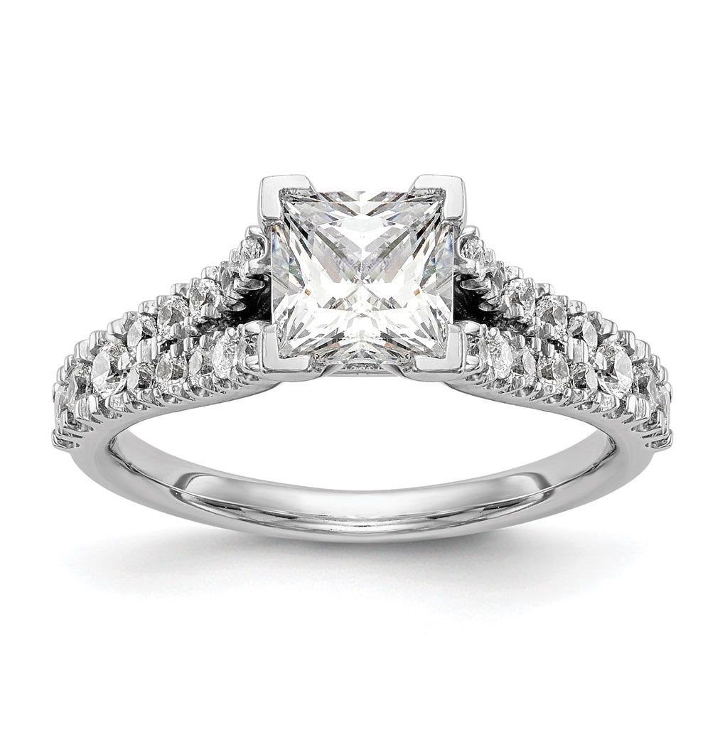 14K White Gold Peg Set 1/2 carat Diamond Semi-mount Engagement Ring, 1.8 to 1.6 mm (tapered)