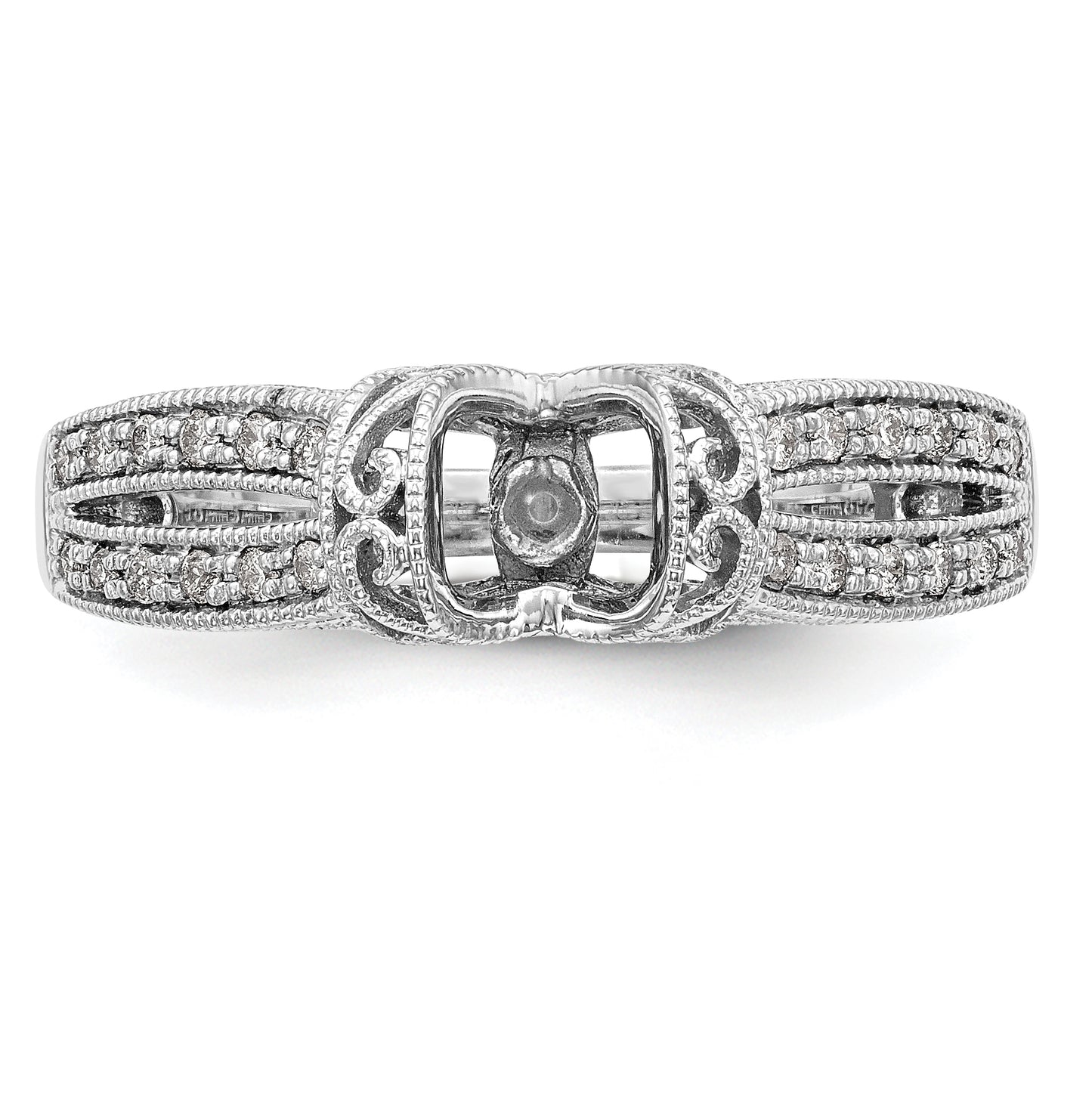 14K White Gold Peg Set 1/6 carat Diamond Semi-mount Engagement Ring