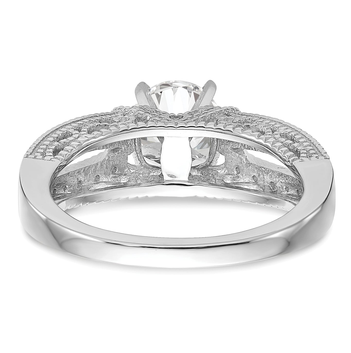 14K White Gold Peg Set 1/6 carat Diamond Semi-mount Engagement Ring