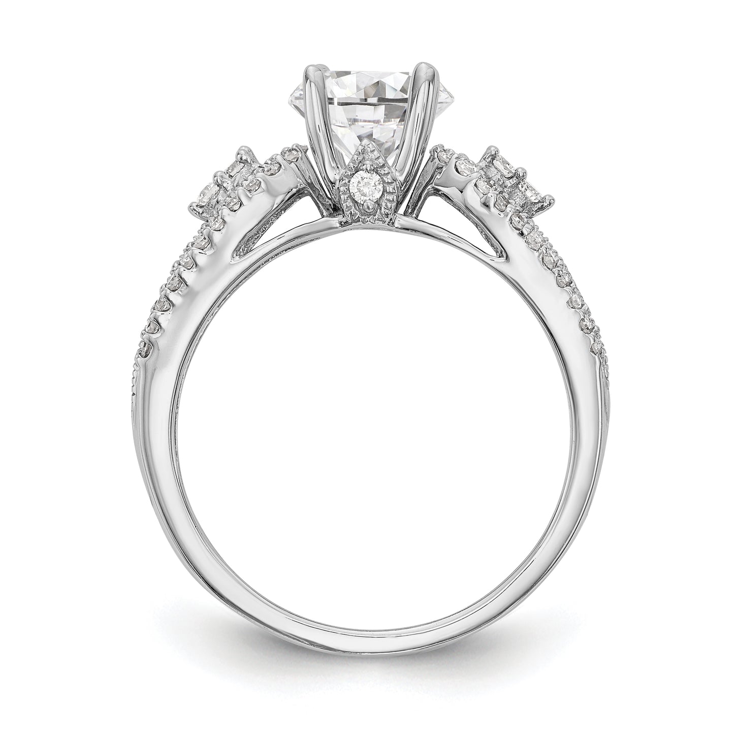 14K White Gold Peg Set 1/4 carat Diamond Semi mount Engagement Ring