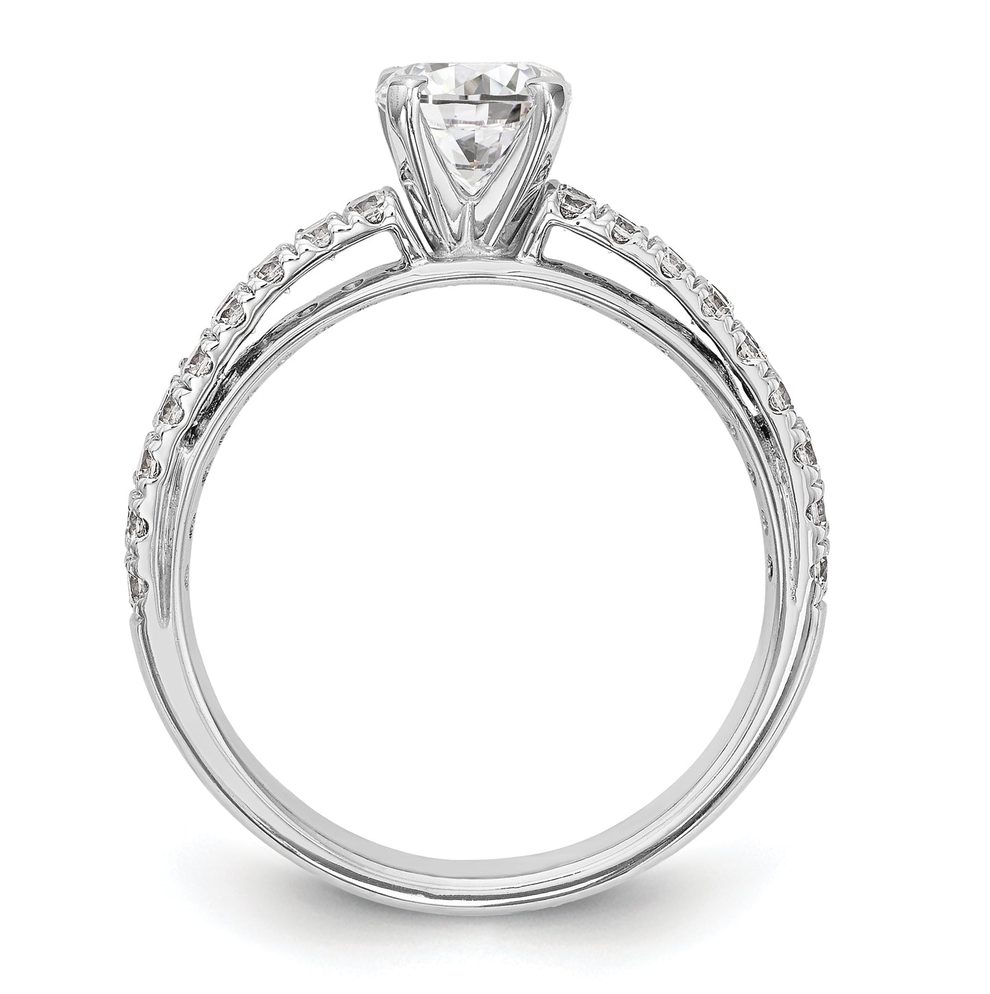 14K White Gold 2-Row Peg Set 3/4 carat Diamond Semi-mount Engagement Ring