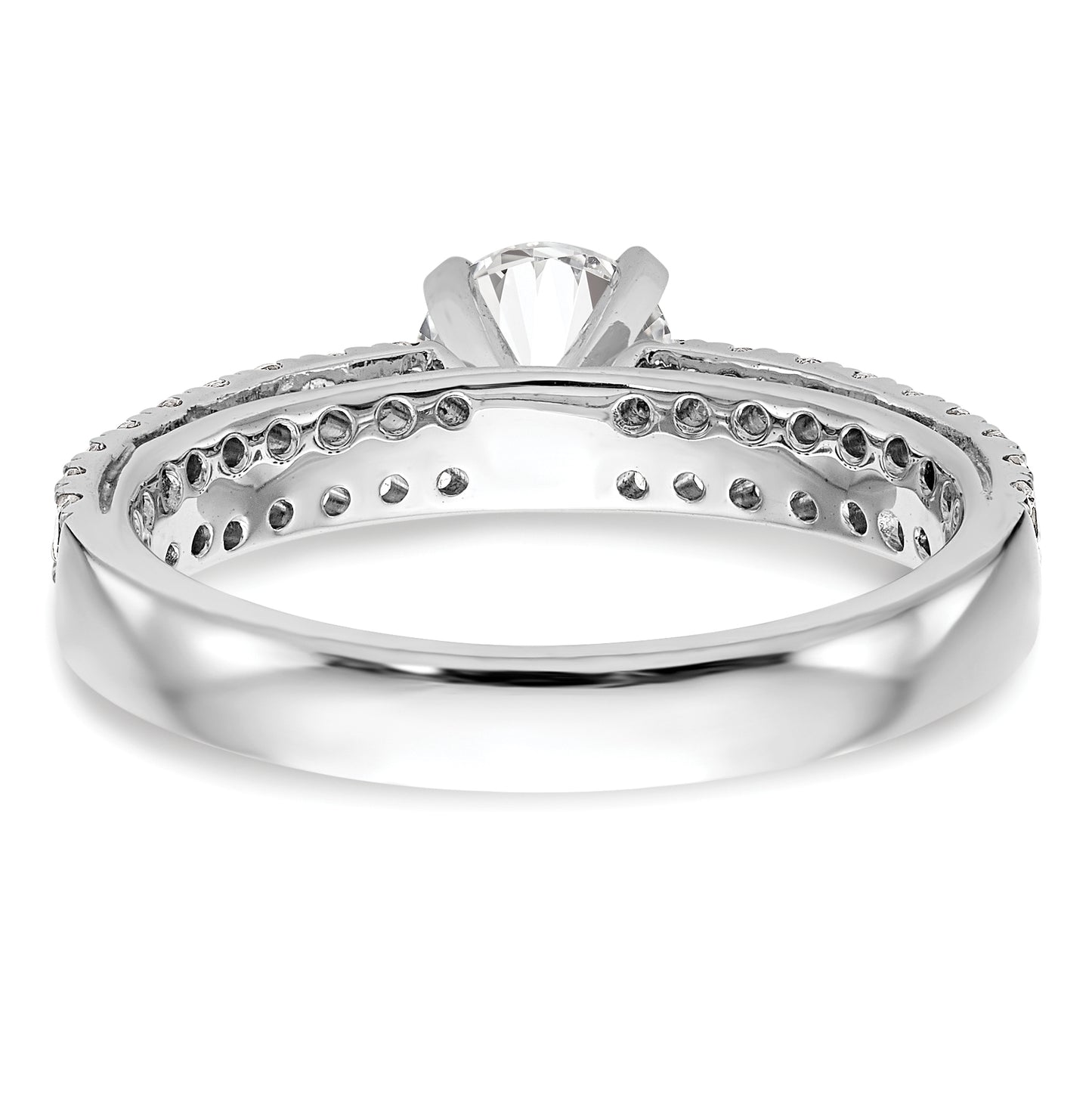 14K White Gold 2-Row Peg Set 3/4 carat Diamond Semi-mount Engagement Ring