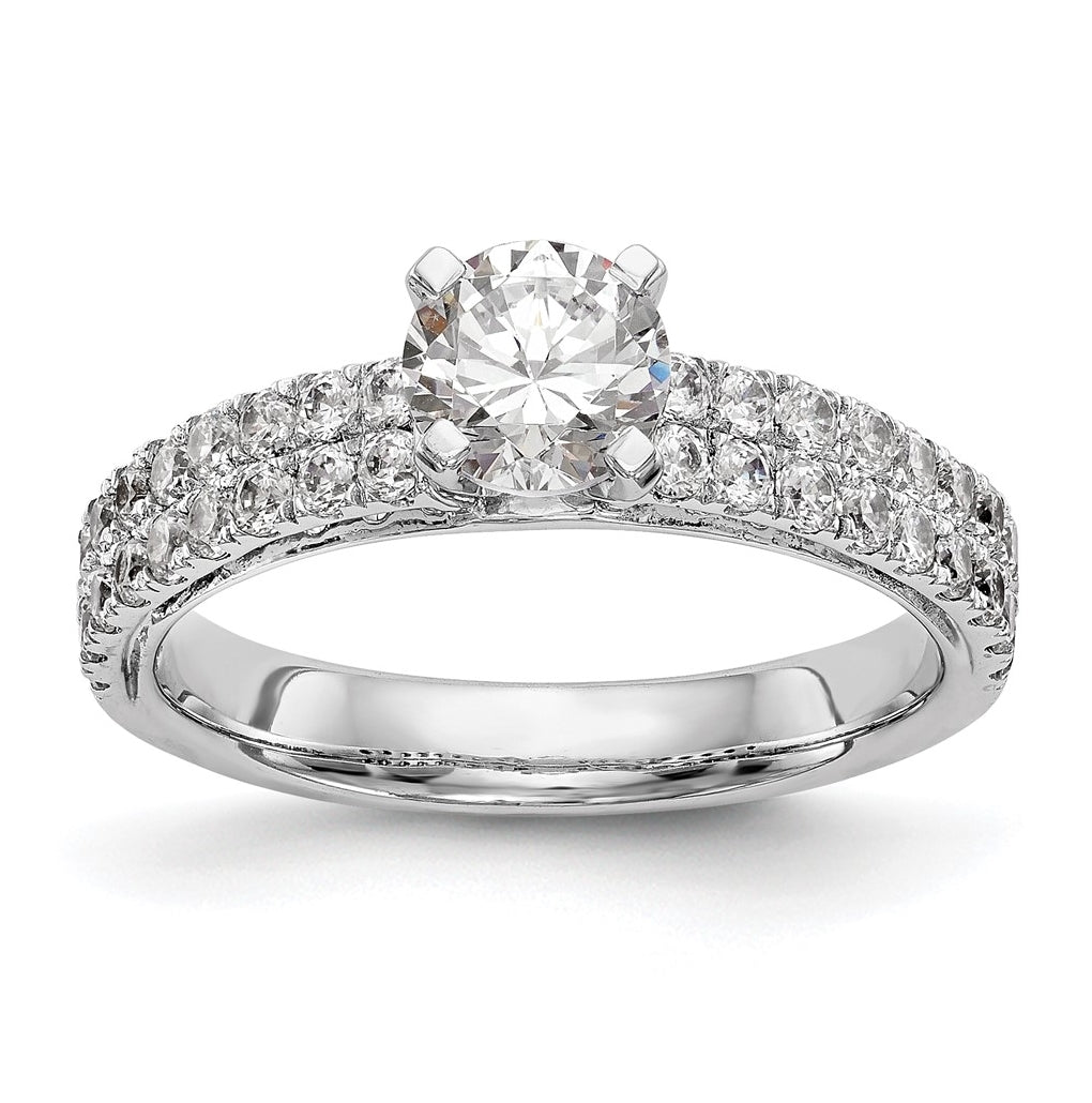 14K White Gold 2-Row Peg Set 3/4 carat Diamond Semi-mount Engagement Ring