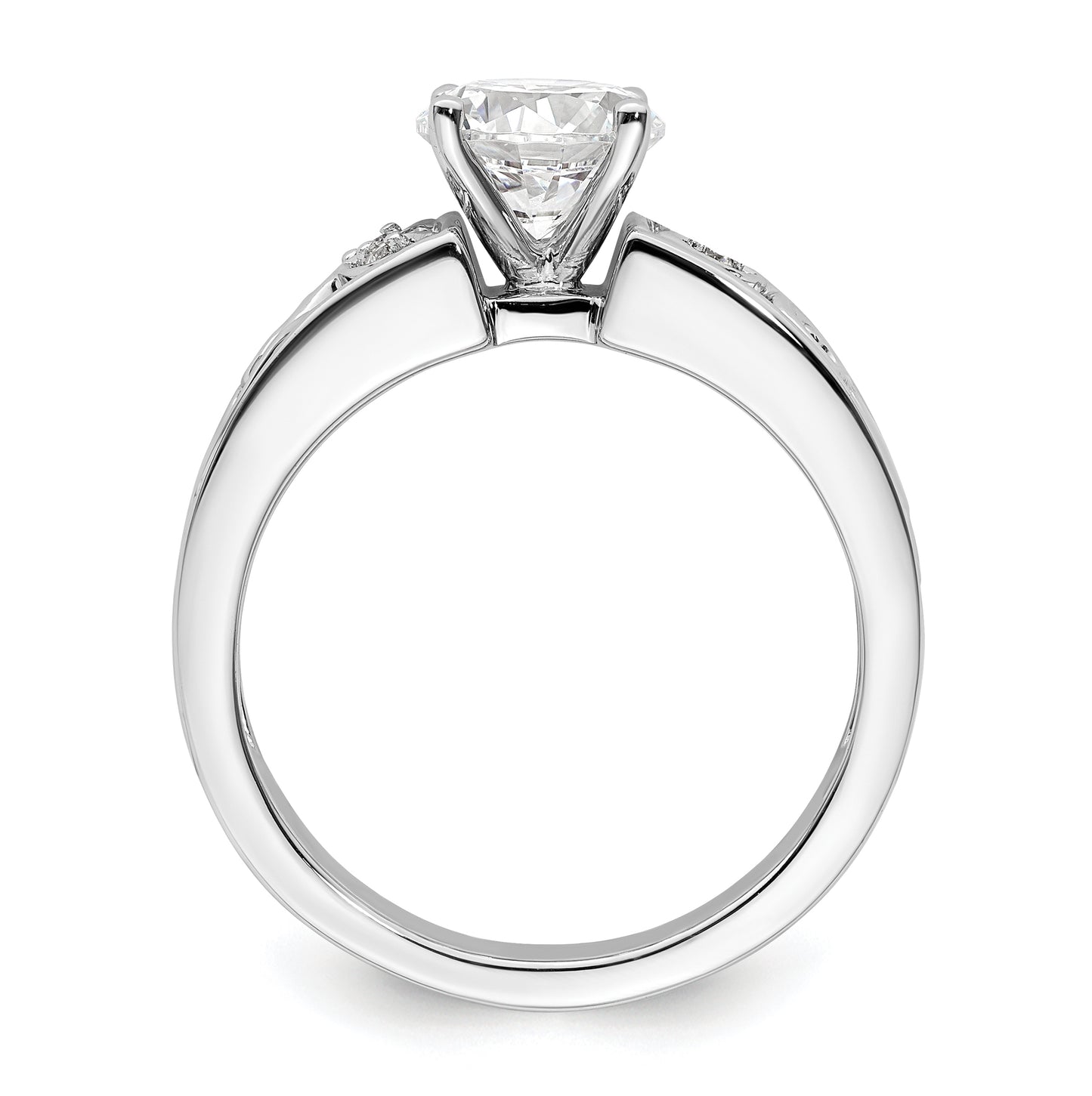 14K White Gold Leaf Design Peg Set 1/20 ct Diamond Semi-mount Engagement Ring