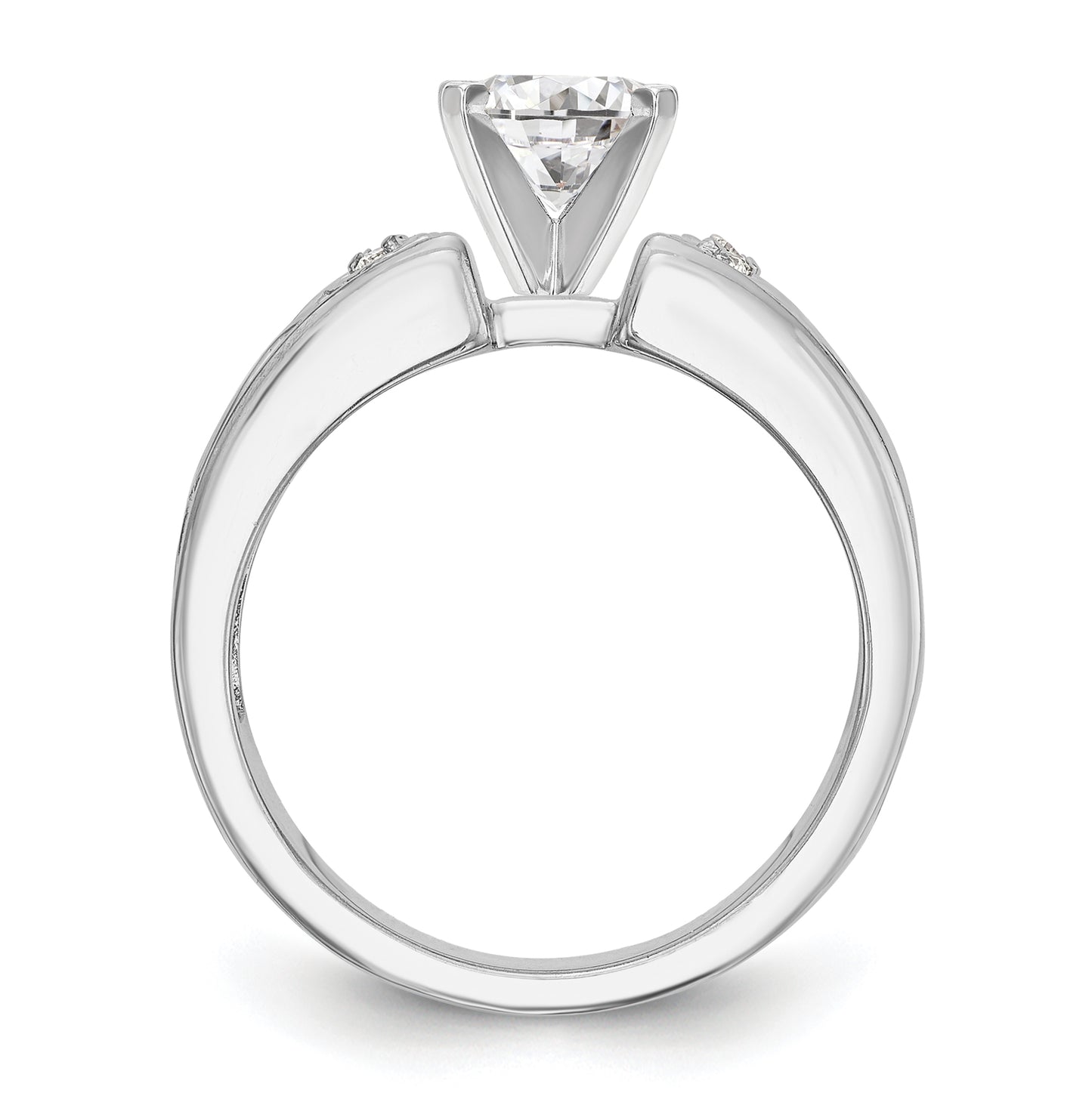 14K White Gold Leaf Design Peg Set 1/20 carat Diamond Semi-mount Engagement Ring
