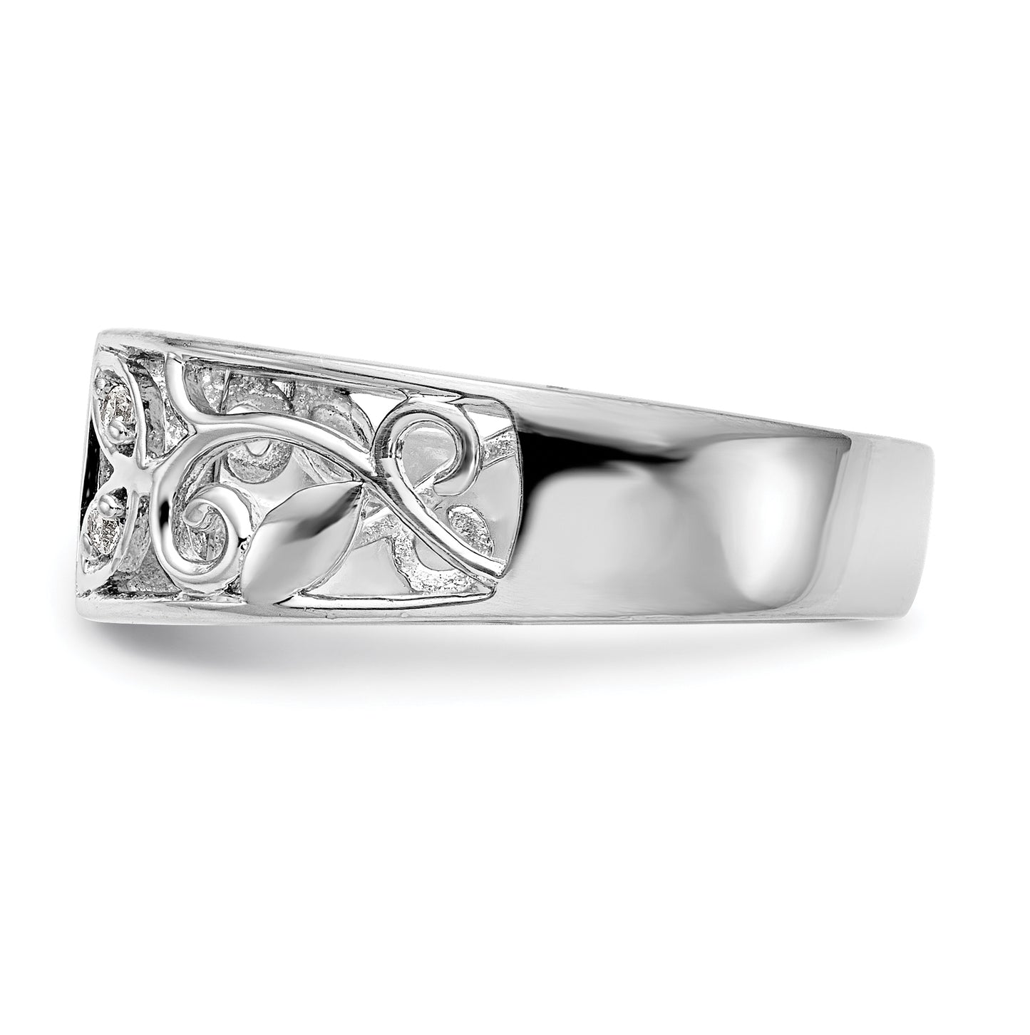 14K White Gold Leaf Design Peg Set 1/20 carat Diamond Semi-mount Engagement Ring