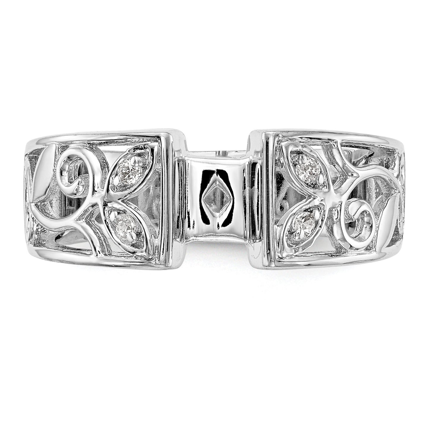 14K White Gold Leaf Design Peg Set 1/20 carat Diamond Semi-mount Engagement Ring