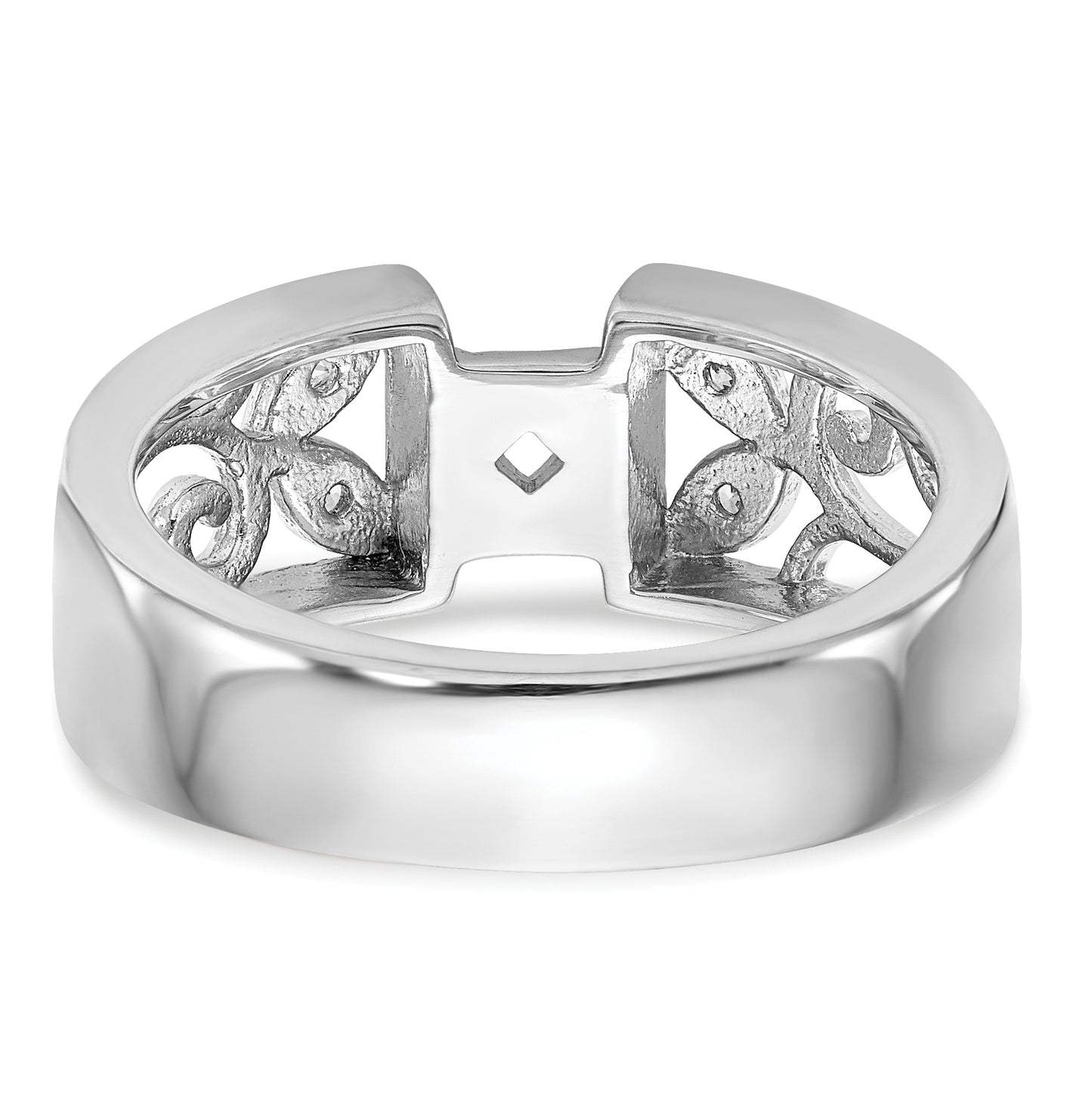 14K White Gold Leaf Design Peg Set 1/20 carat Diamond Semi-mount Engagement Ring