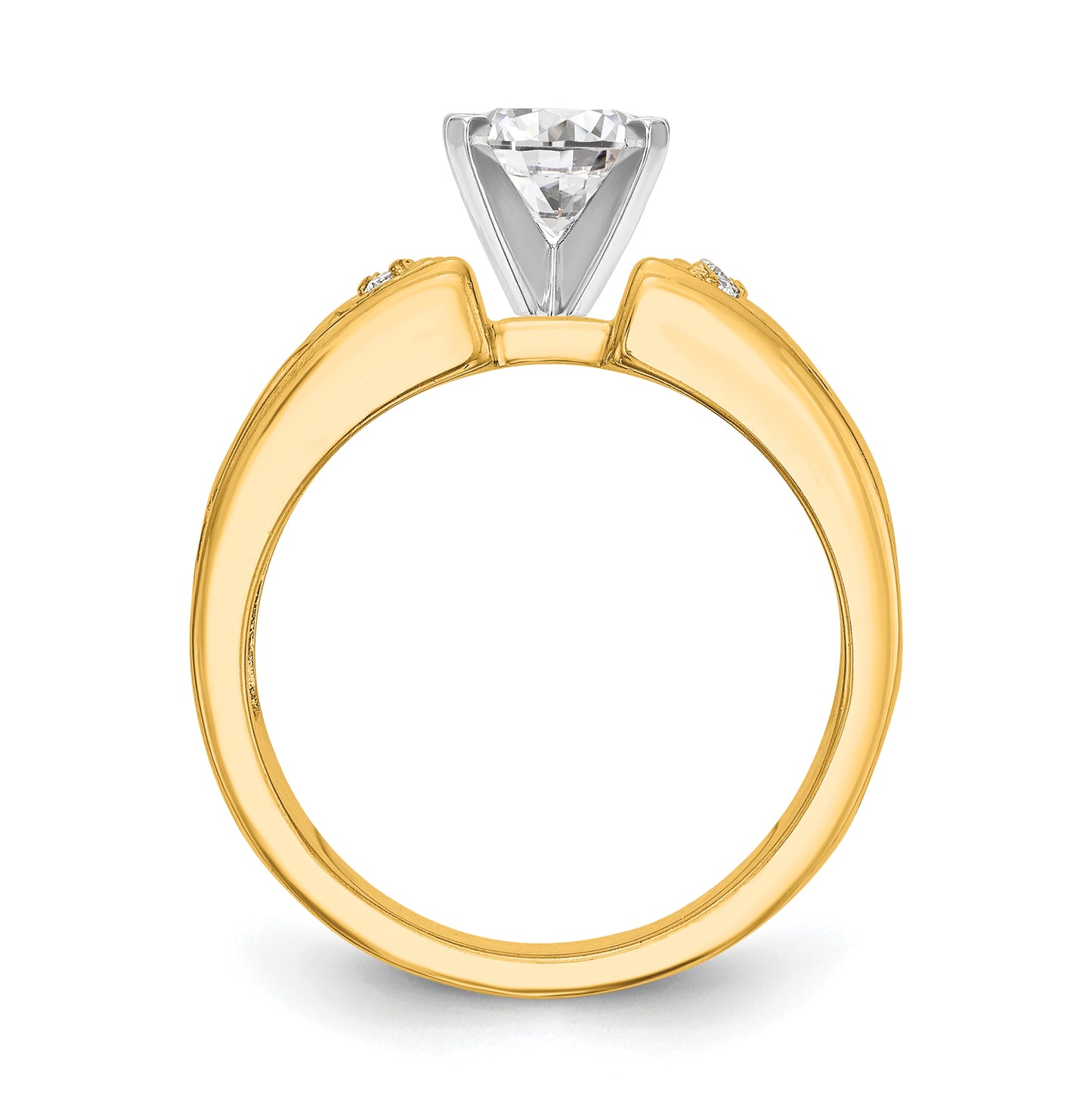 14K Yellow Gold Diamond Peg Set Semi-mount Engagement Ring