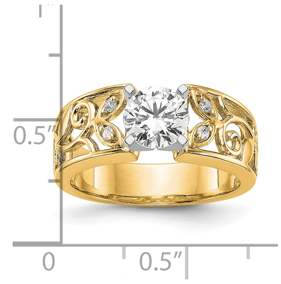 14K Yellow Gold Diamond Peg Set Semi-mount Engagement Ring