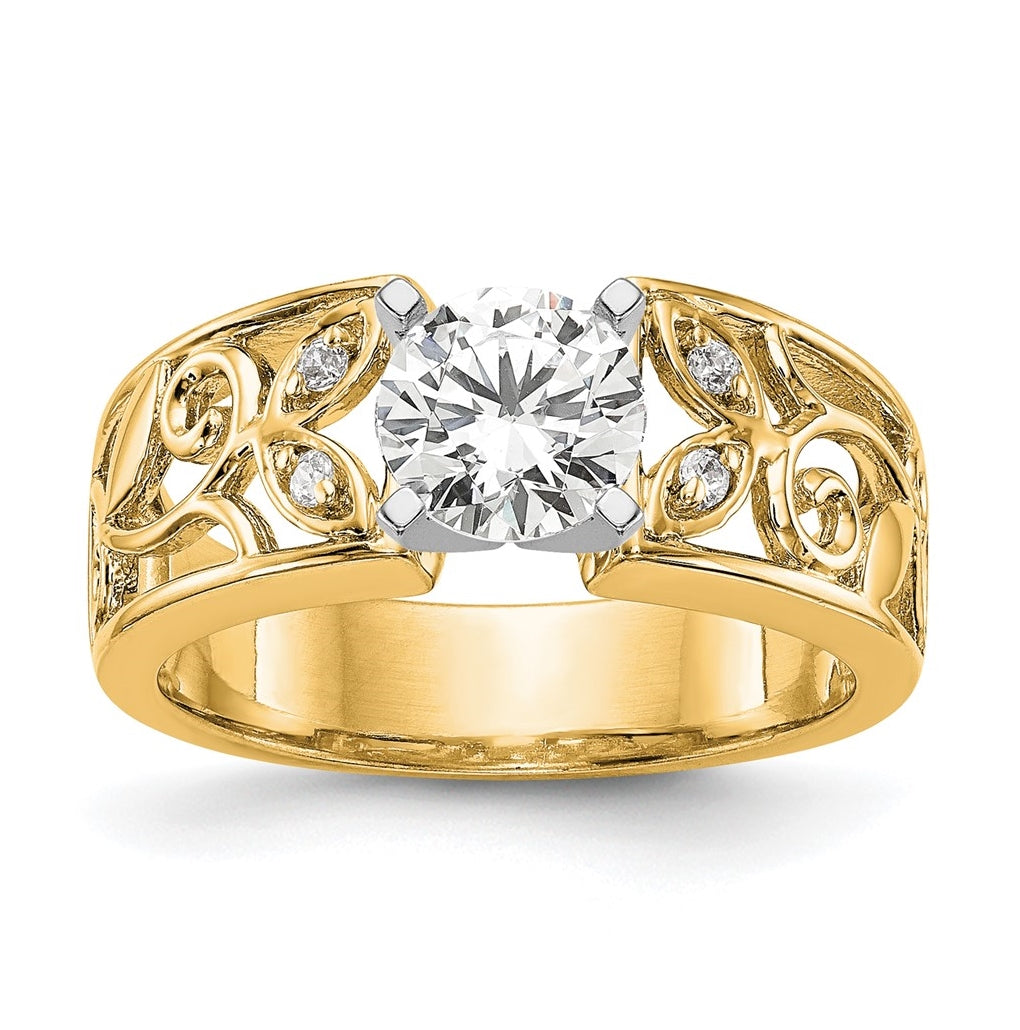 14K Yellow Gold Diamond Peg Set Semi-mount Engagement Ring