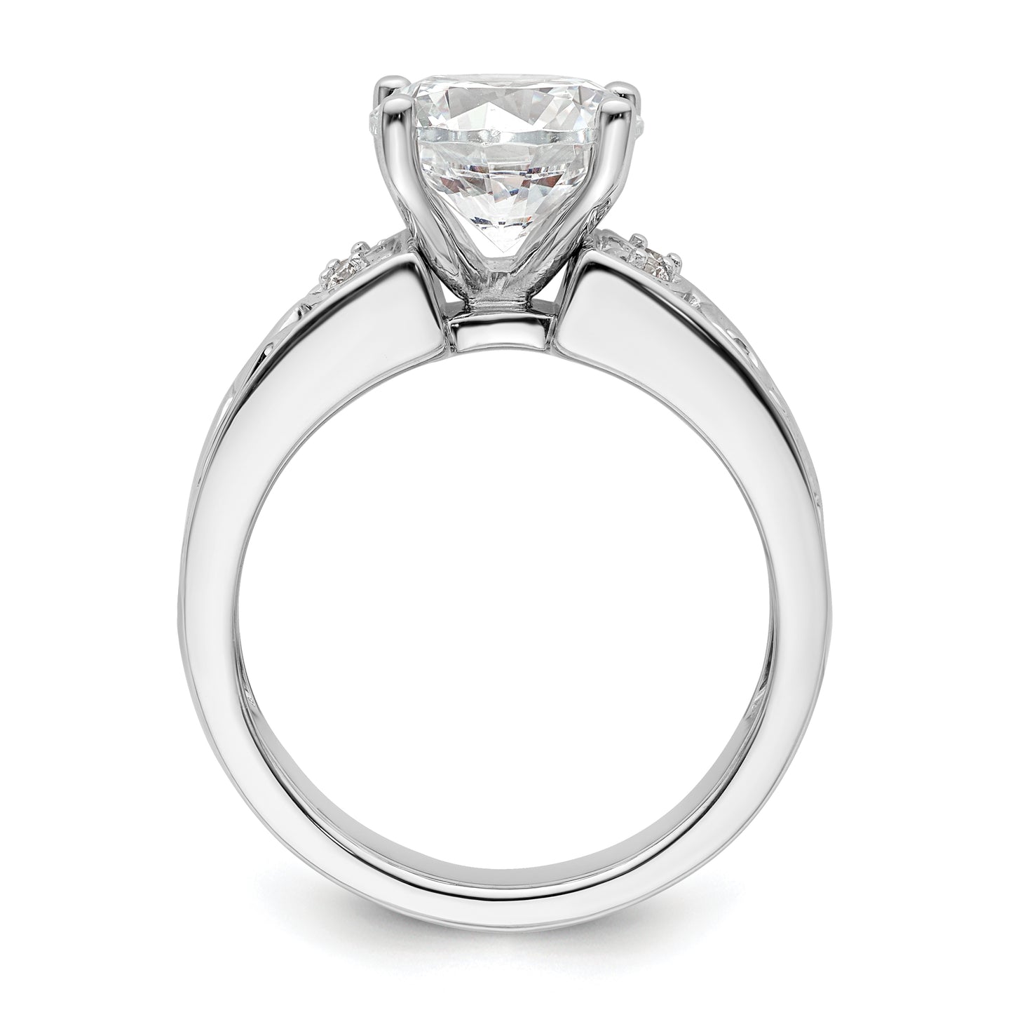14K White Gold Leaf Design Peg Set 1/20ct Diamond Semi-mount Engagement Ring
