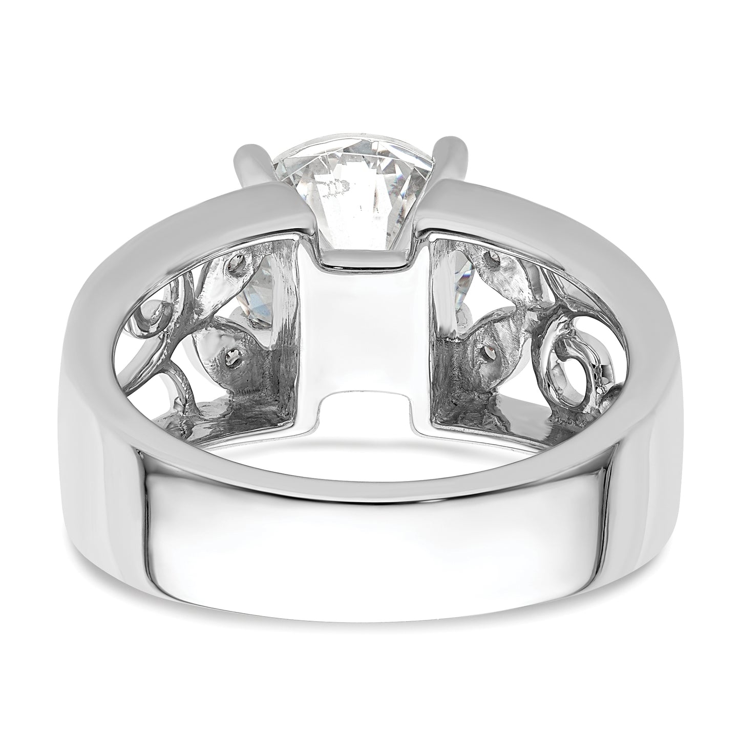 14K White Gold Leaf Design Peg Set 1/20ct Diamond Semi-mount Engagement Ring