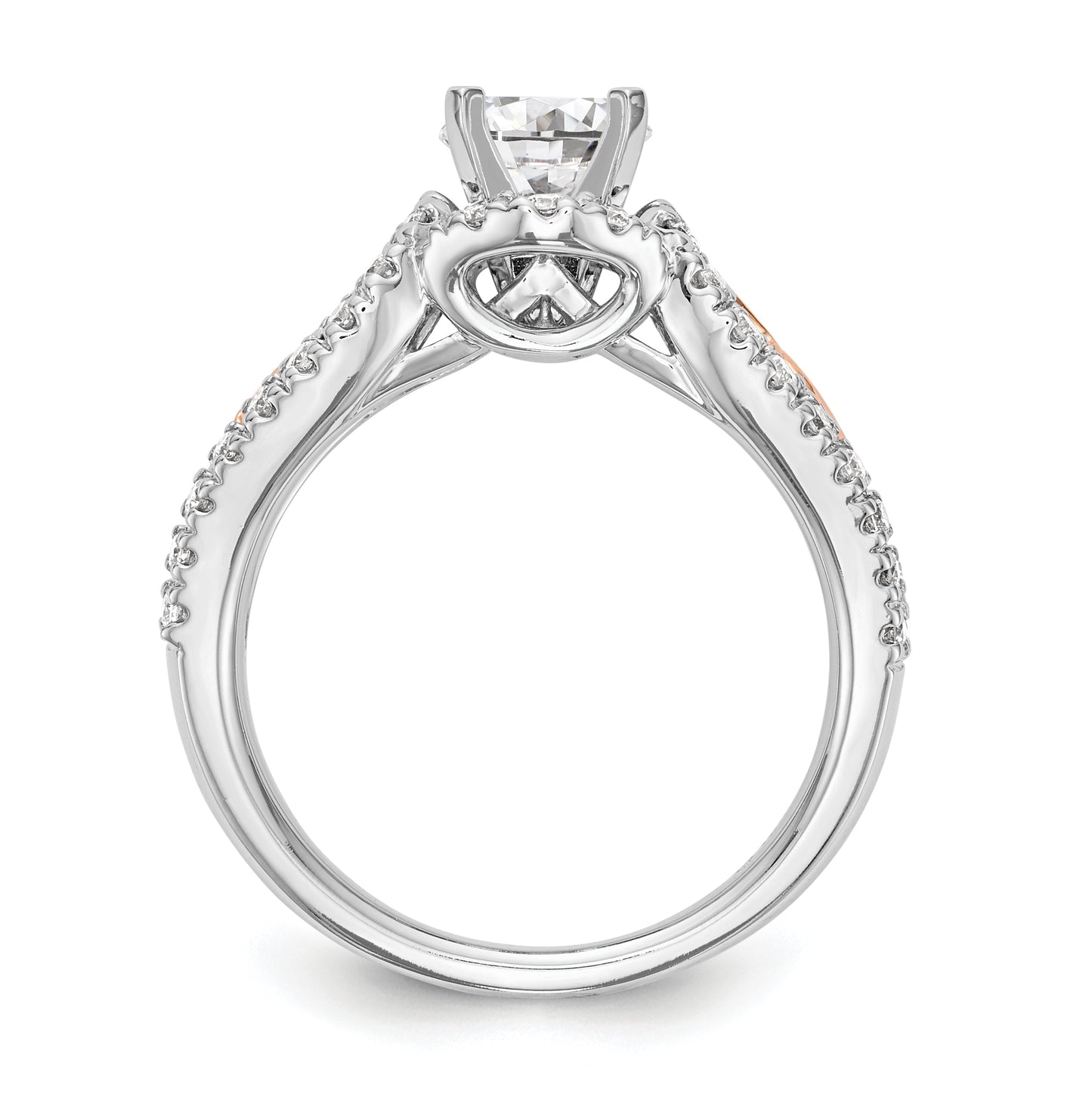 14k White Gold & Rose Gold Diamond Peg Set Semi-mount Engagement Ring