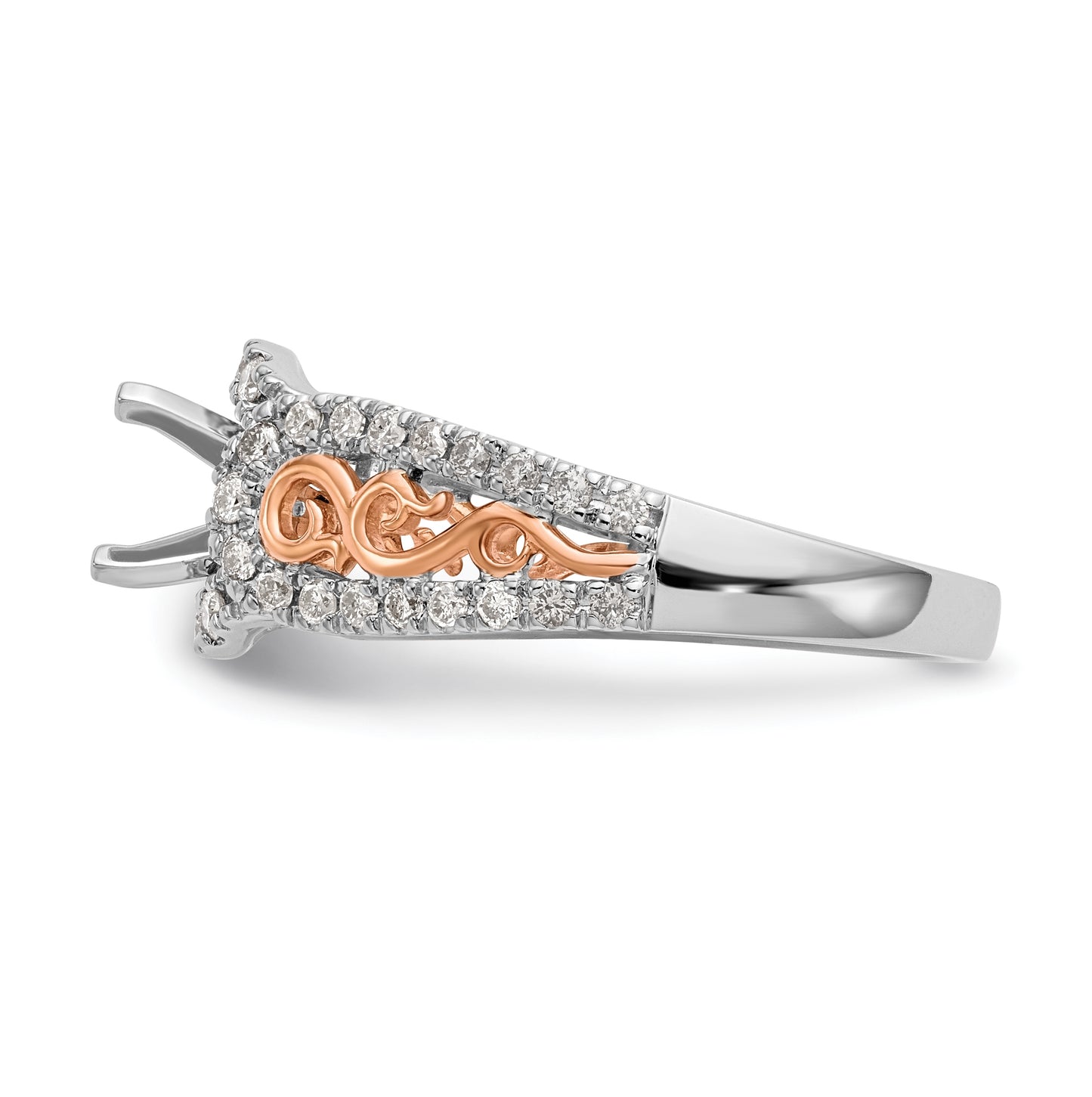 14k White Gold & Rose Gold Diamond Peg Set Semi-mount Engagement Ring