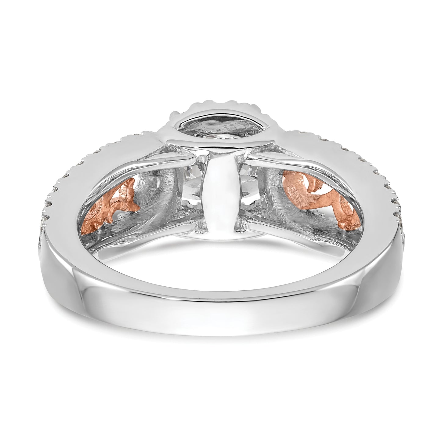 14k White Gold & Rose Gold Diamond Peg Set Semi-mount Engagement Ring