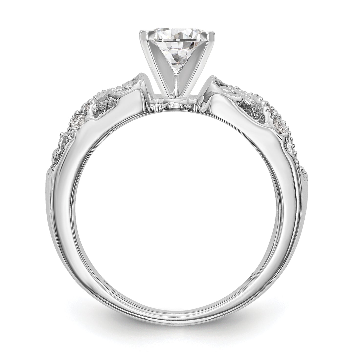 14K White Gold Peg Set 1/15 carat Diamond Semi-mount Engagement Ring