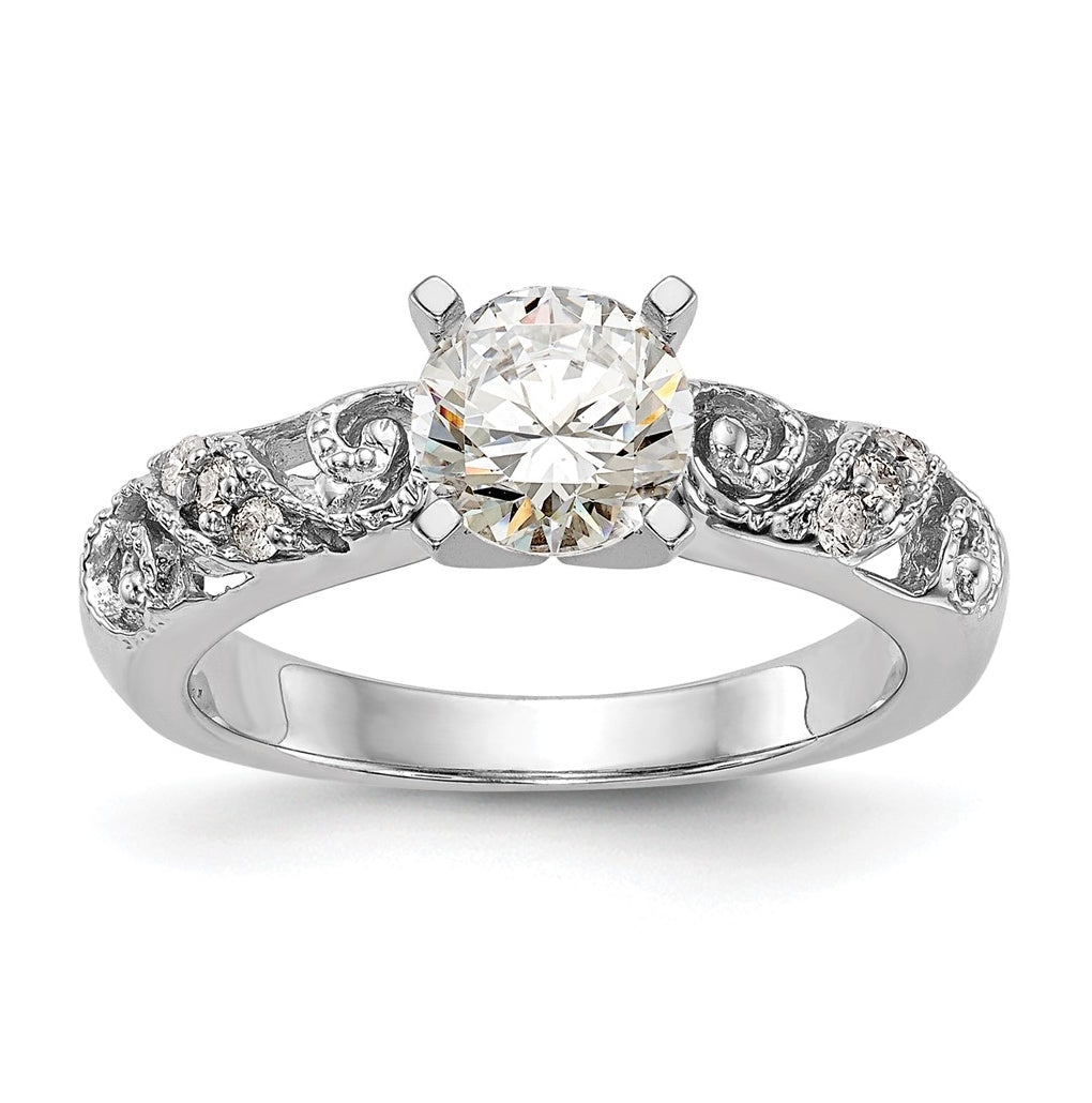 14K White Gold Peg Set 1/15 carat Diamond Semi-mount Engagement Ring