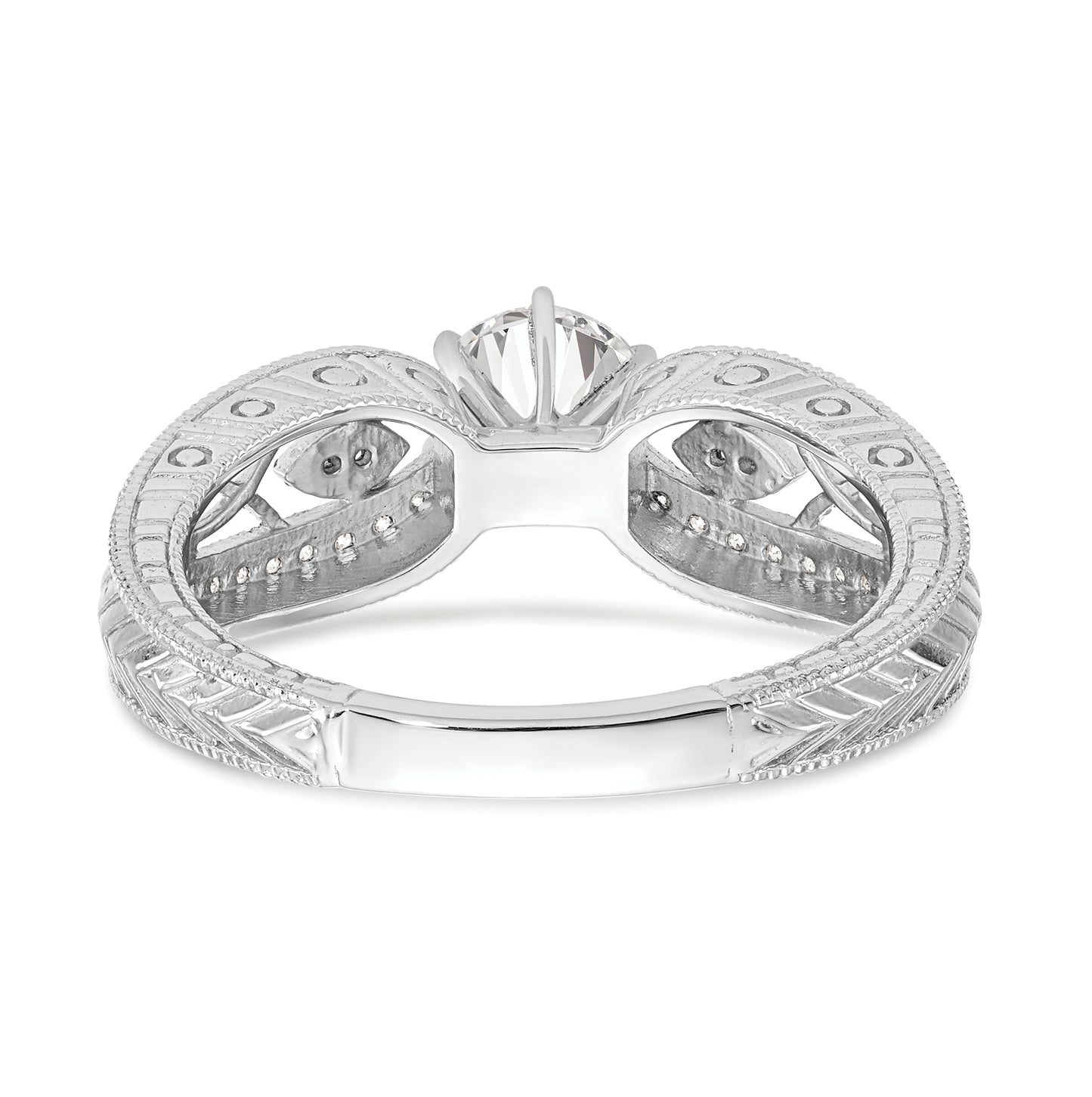 14K White Gold Vintage Peg Set 1/5 carat Diamond Semi-mount Engagement Ring