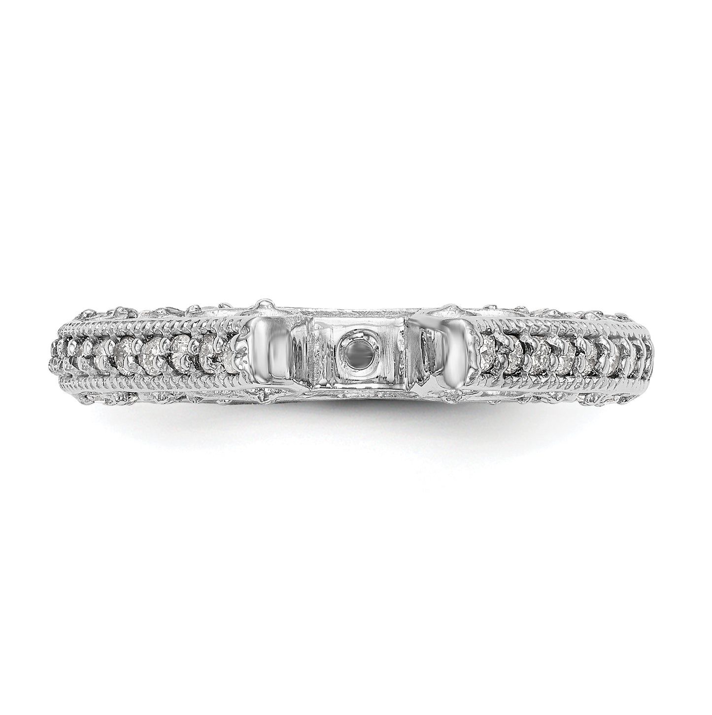 14K White Gold Peg Set 1/2 carat Diamond Semi-mount Engagement Ring, 7.4 to 2.3 mm (tapered)