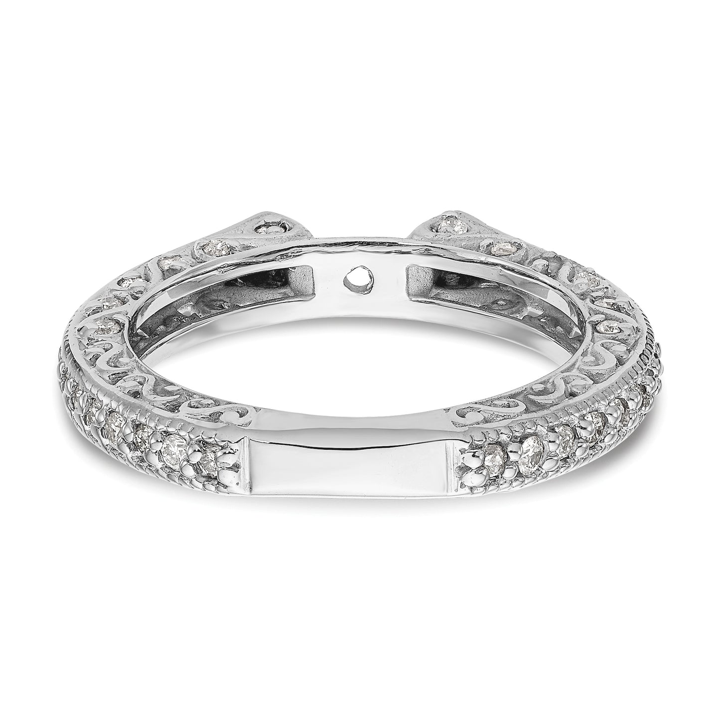 14K White Gold Peg Set 1/2 carat Diamond Semi-mount Engagement Ring, 7.4 to 2.3 mm (tapered)