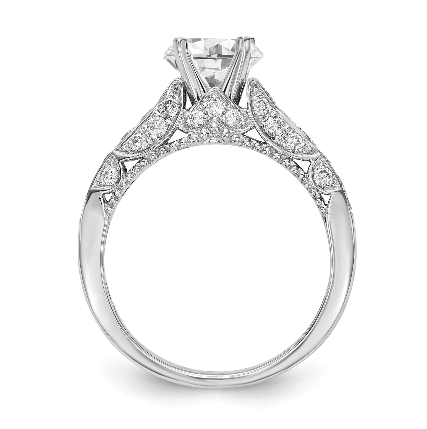 14K White Gold Peg-Set 5/8 carat Diamond Semi-mount Engagement Ring