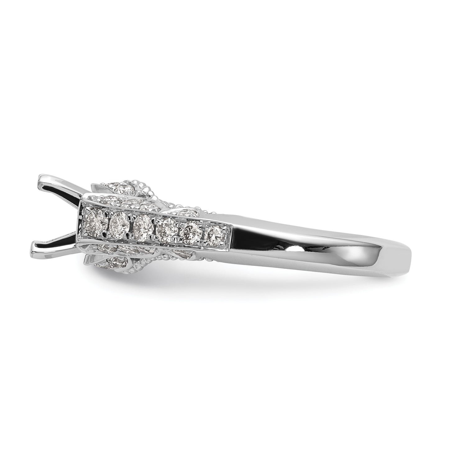 14K White Gold Peg-Set 5/8 carat Diamond Semi-mount Engagement Ring