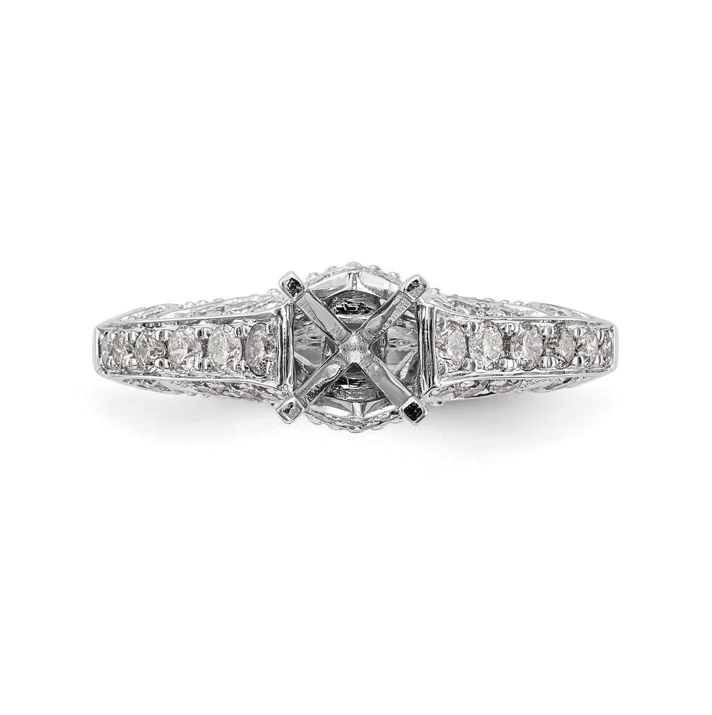 14K White Gold Peg-Set 5/8 carat Diamond Semi-mount Engagement Ring
