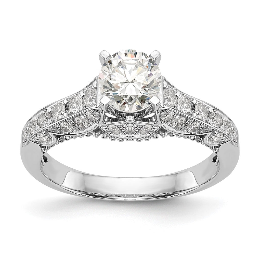 14K White Gold Peg-Set 5/8 carat Diamond Semi-mount Engagement Ring