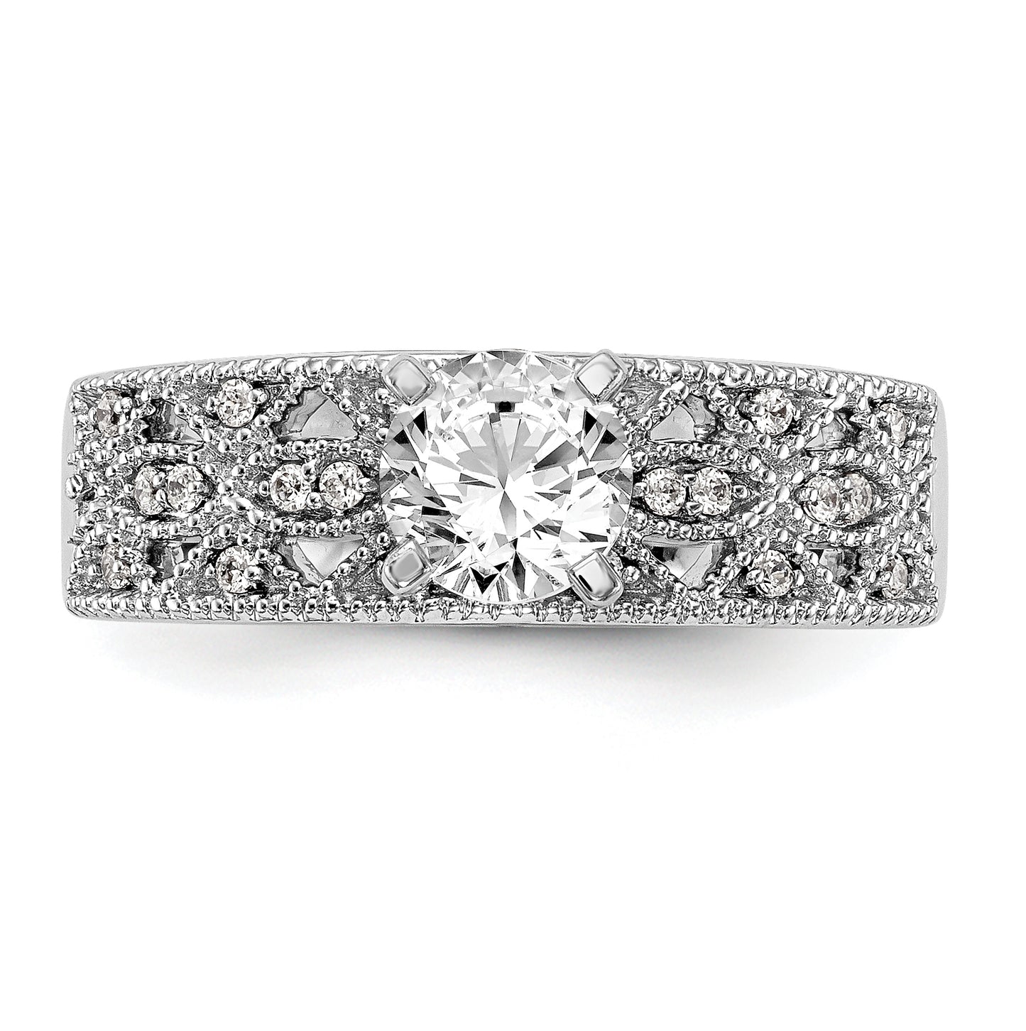 14K White Gold Peg Set 1/10 carat Diamond Semi-mount Engagement Ring