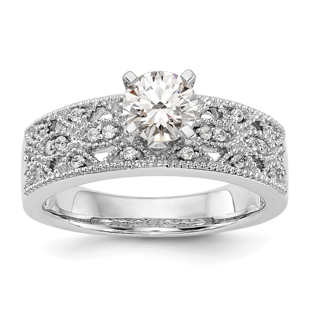 14K White Gold Peg Set 1/10 carat Diamond Semi-mount Engagement Ring