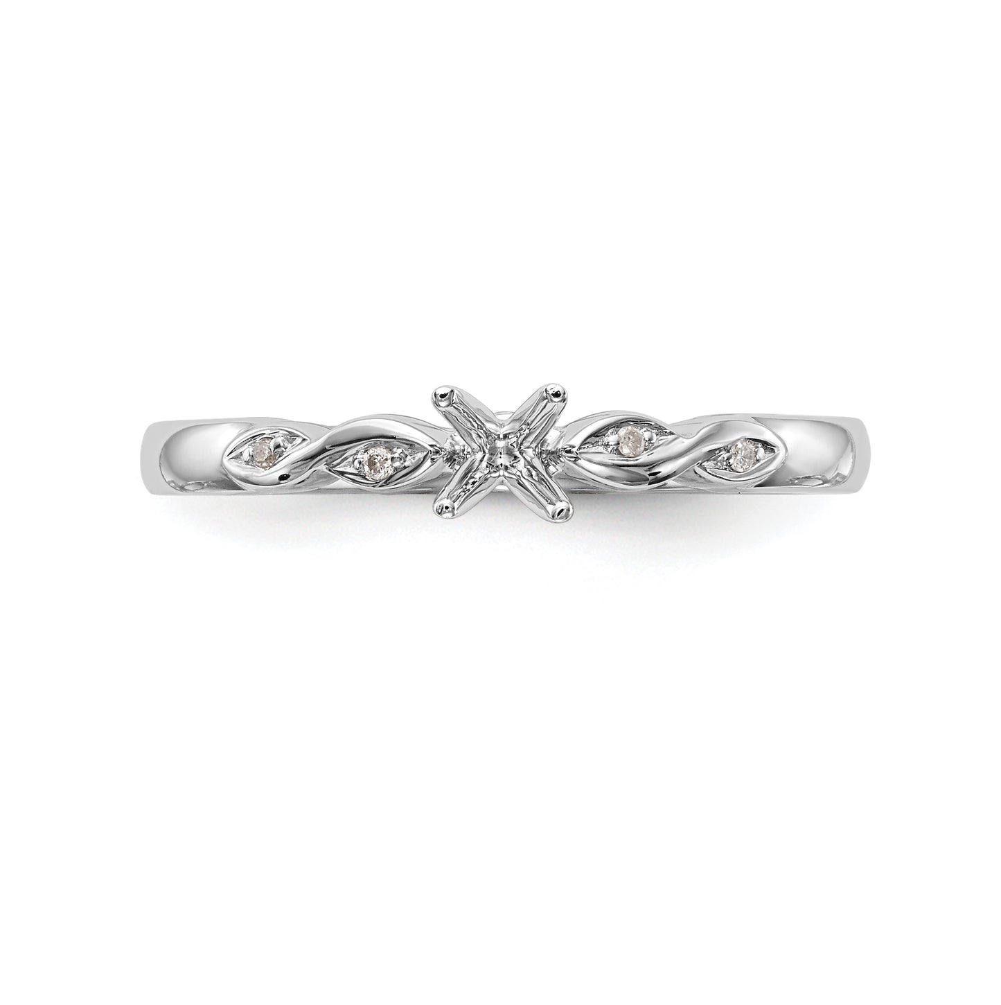 14k White Gold Peg Set .02 carat Diamond Semi-mount Engagement Ring