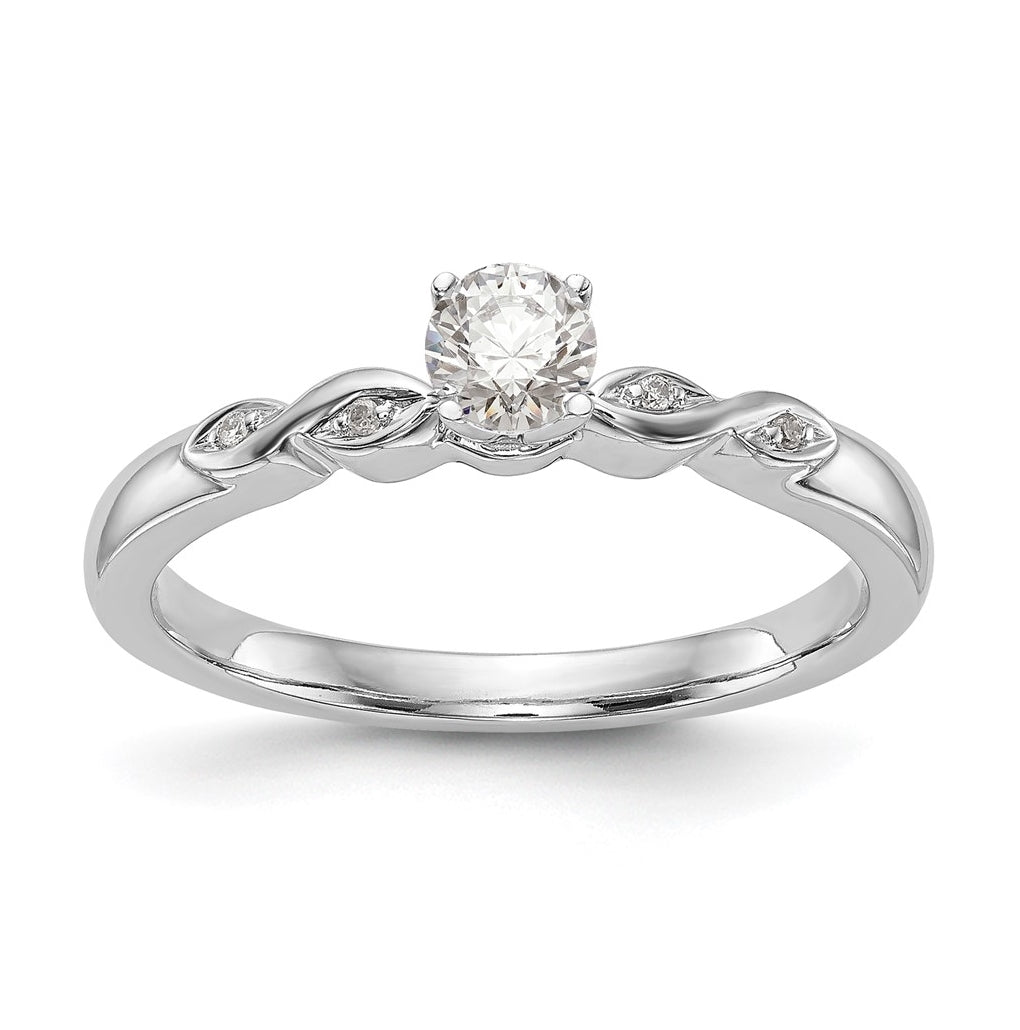 14k White Gold Peg Set .02 carat Diamond Semi-mount Engagement Ring