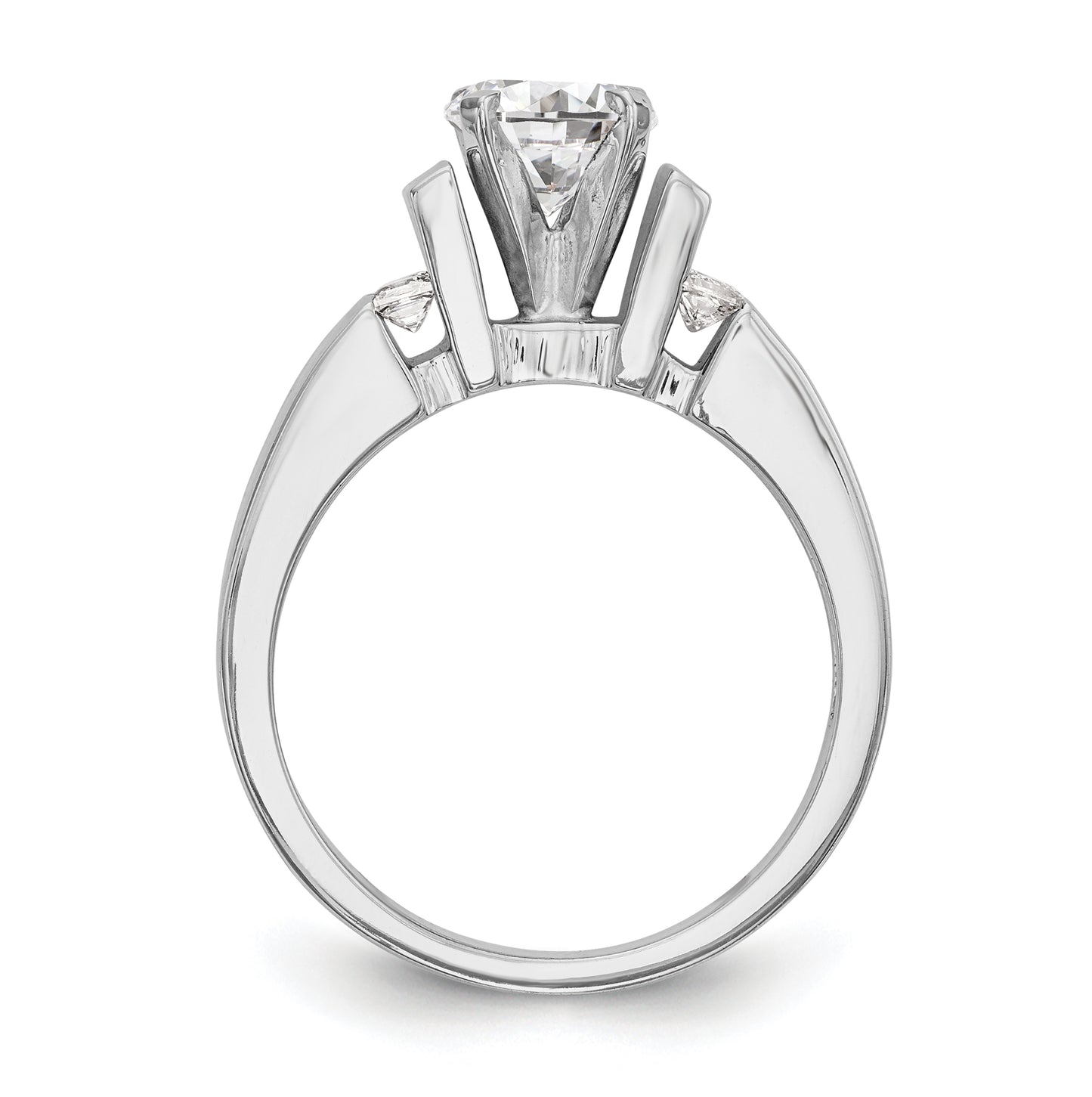 14K White Gold Peg Set 1/4 carat Channel-set Diamond Semi-mount Engagement Ring, 5 to 3 mm (tapered)