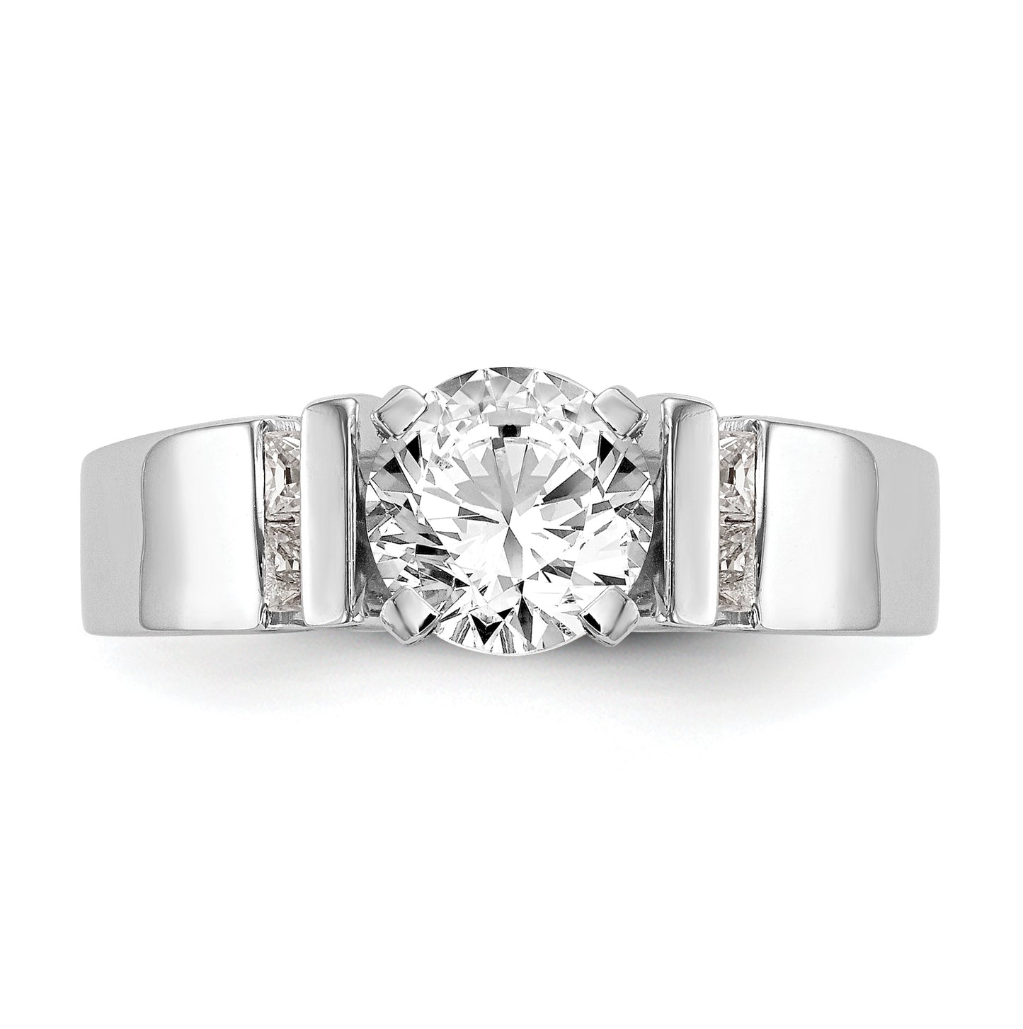 14K White Gold Peg Set 1/4 carat Channel-set Diamond Semi-mount Engagement Ring, 5 to 3 mm (tapered)