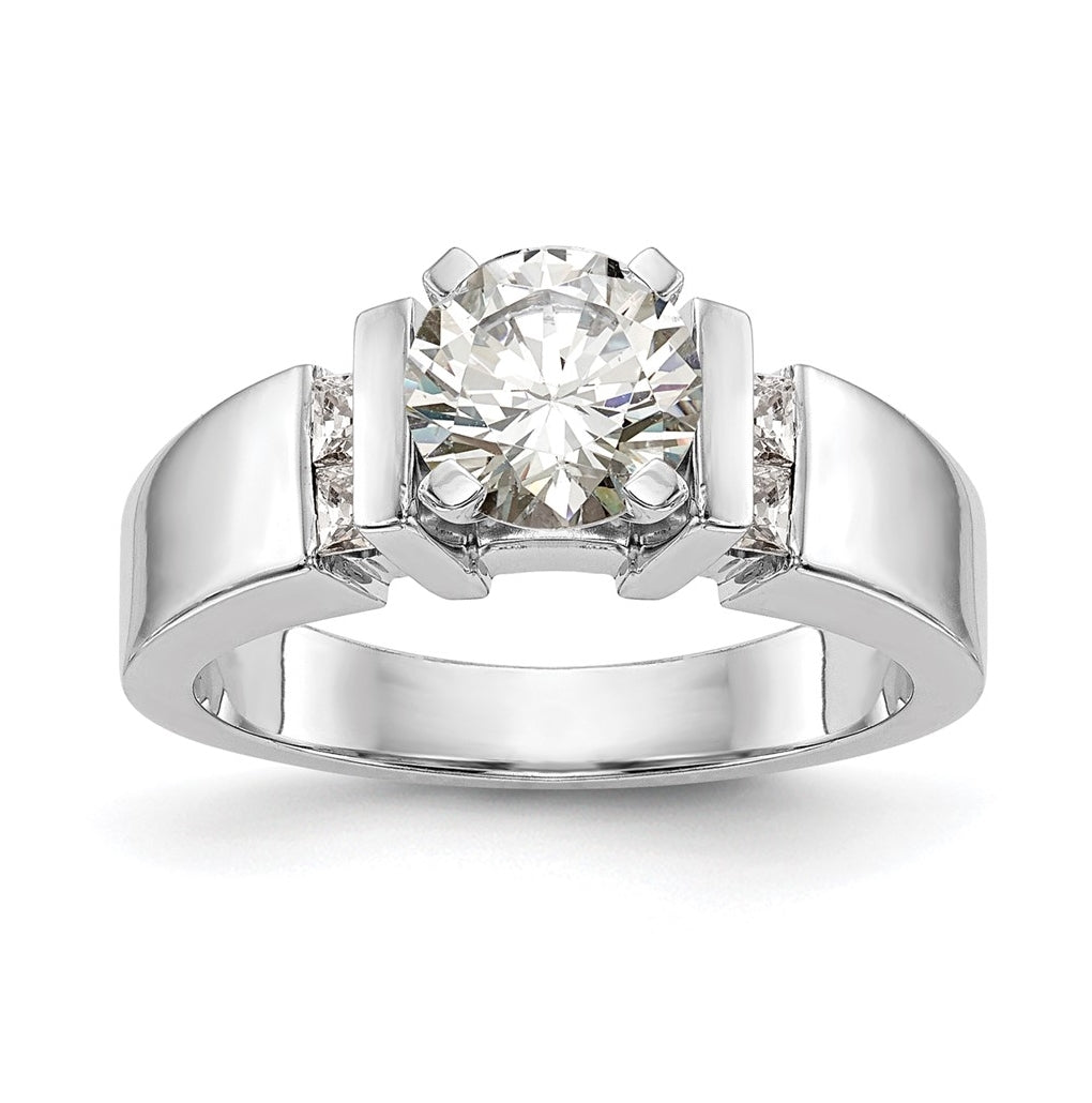 14K White Gold Peg Set 1/4 carat Channel-set Diamond Semi-mount Engagement Ring, 5 to 3 mm (tapered)