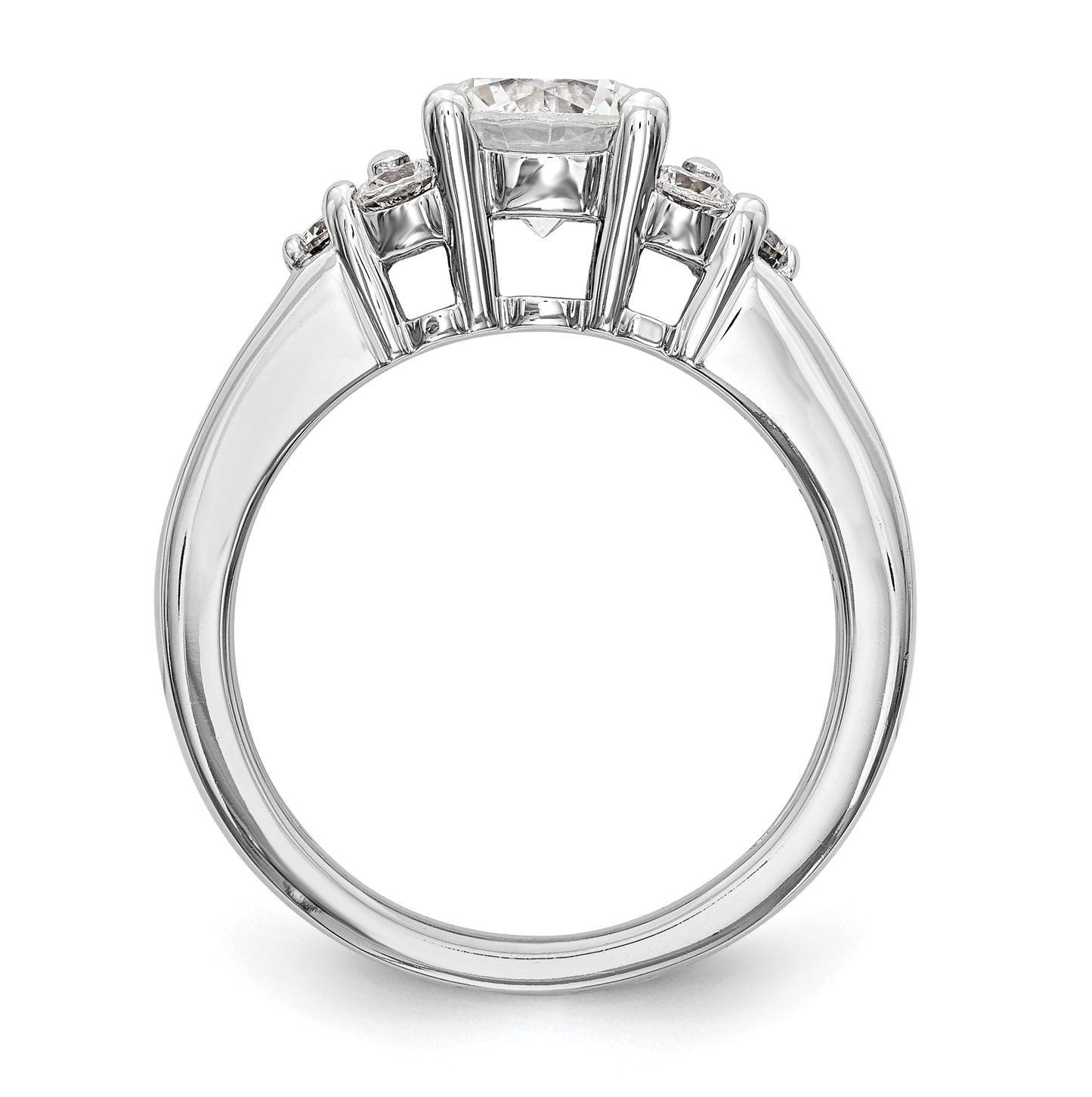 14K White Gold Diamond Semi-Mount Engagement Ring, 4.5 to 3 mm (tapered)