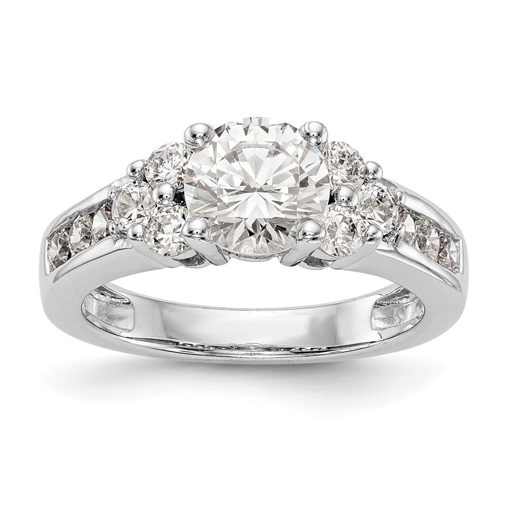 14K White Gold Diamond Semi-Mount Engagement Ring, 4.5 to 3 mm (tapered)