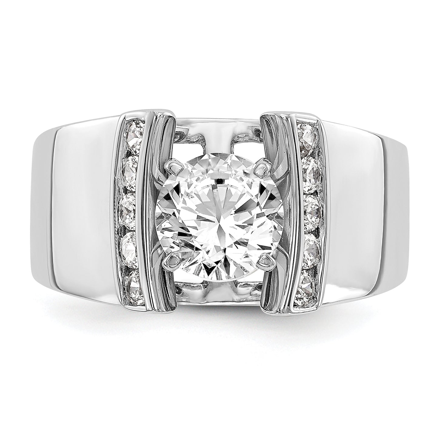 14K White Gold Peg Set 1/4 carat Channel-set Diamond Semi-mount Engagement Ring, 6.8 to 3.8 mm (tapered)