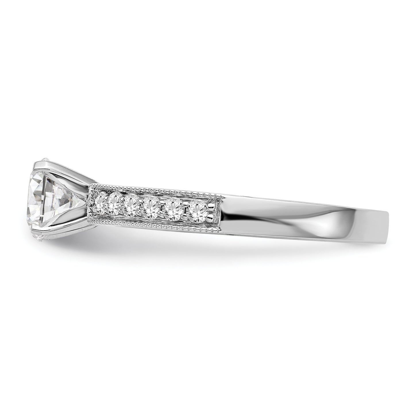 14K White Gold Peg Set 1/4 carat Diamond Semimount Engagement Ring