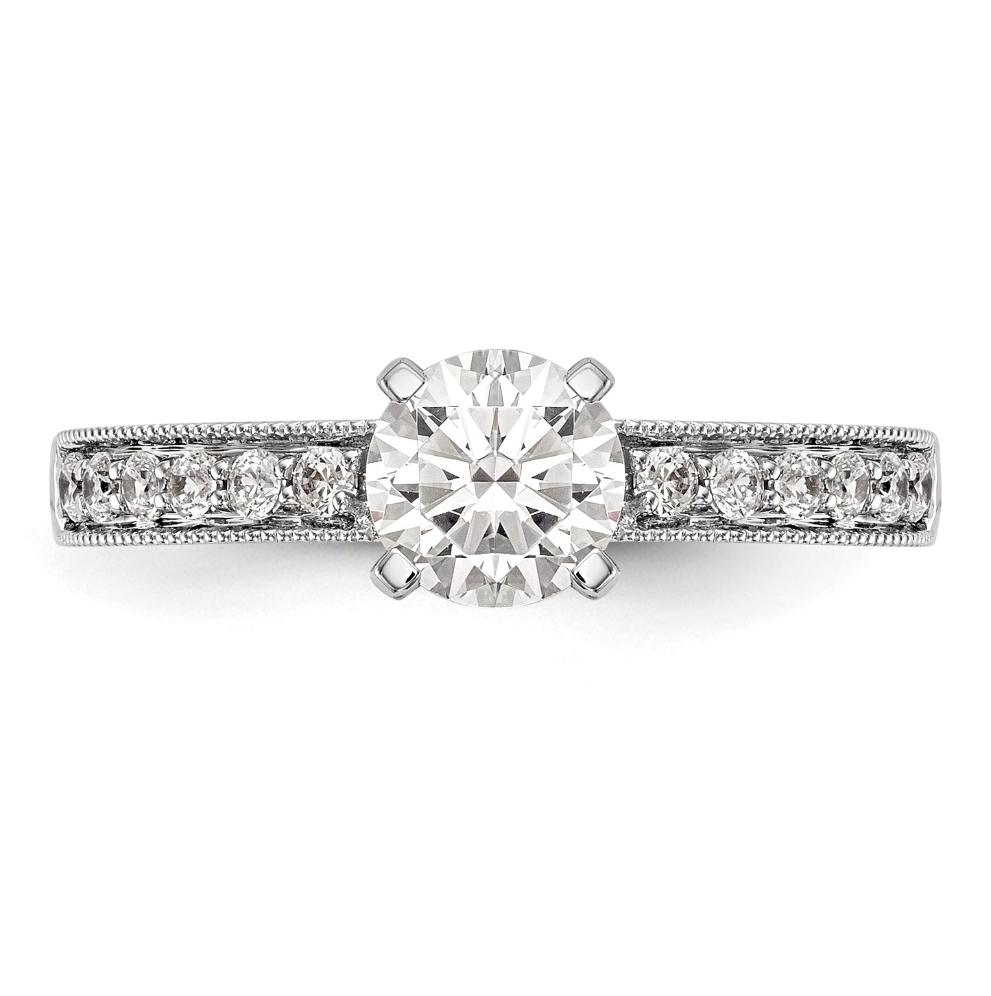 14K White Gold Peg Set 1/4 carat Diamond Semimount Engagement Ring