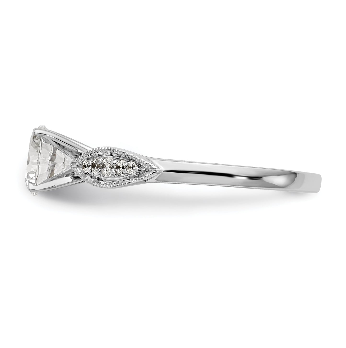 14K White Gold Peg Set 1/8 carat Diamond Semi-mount Engagement Ring
