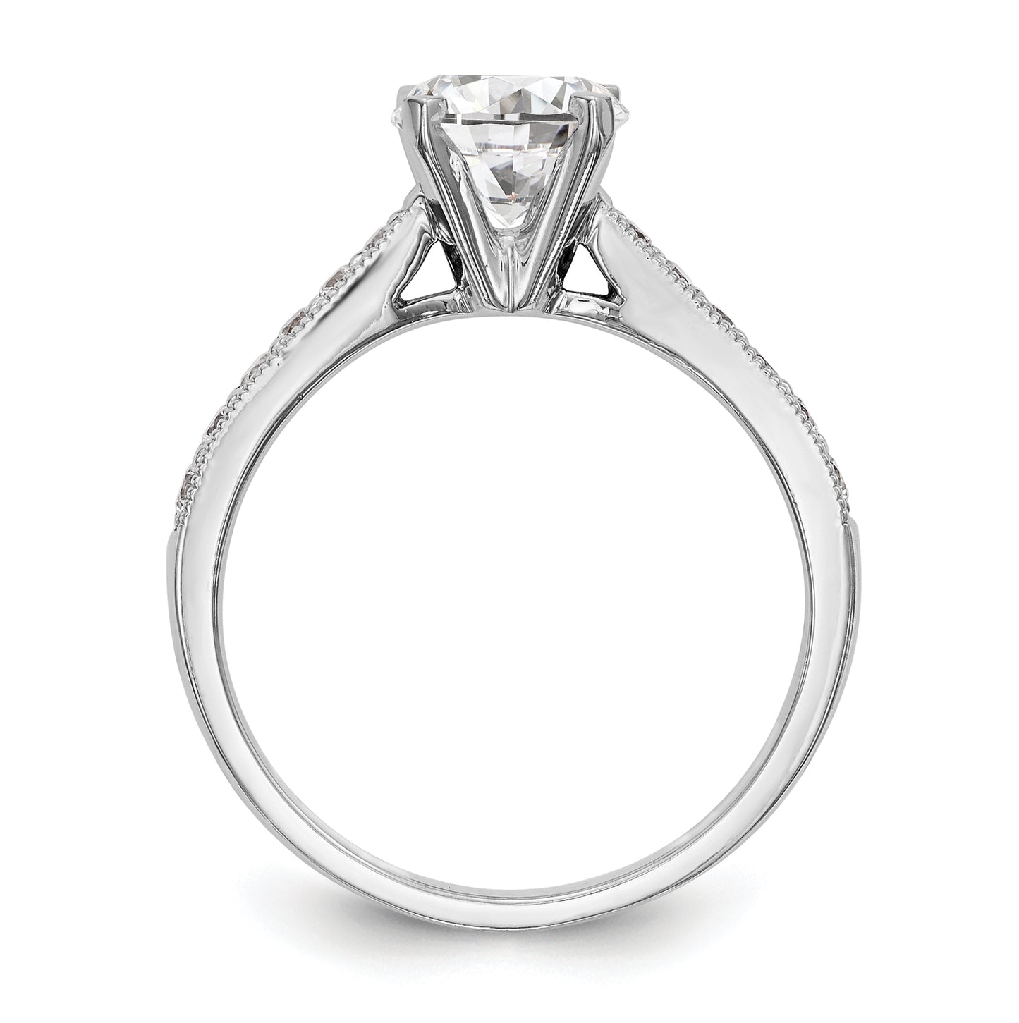 14K White Gold Peg Set 1/4 carat Diamond Semi-mount Engagement-Ring